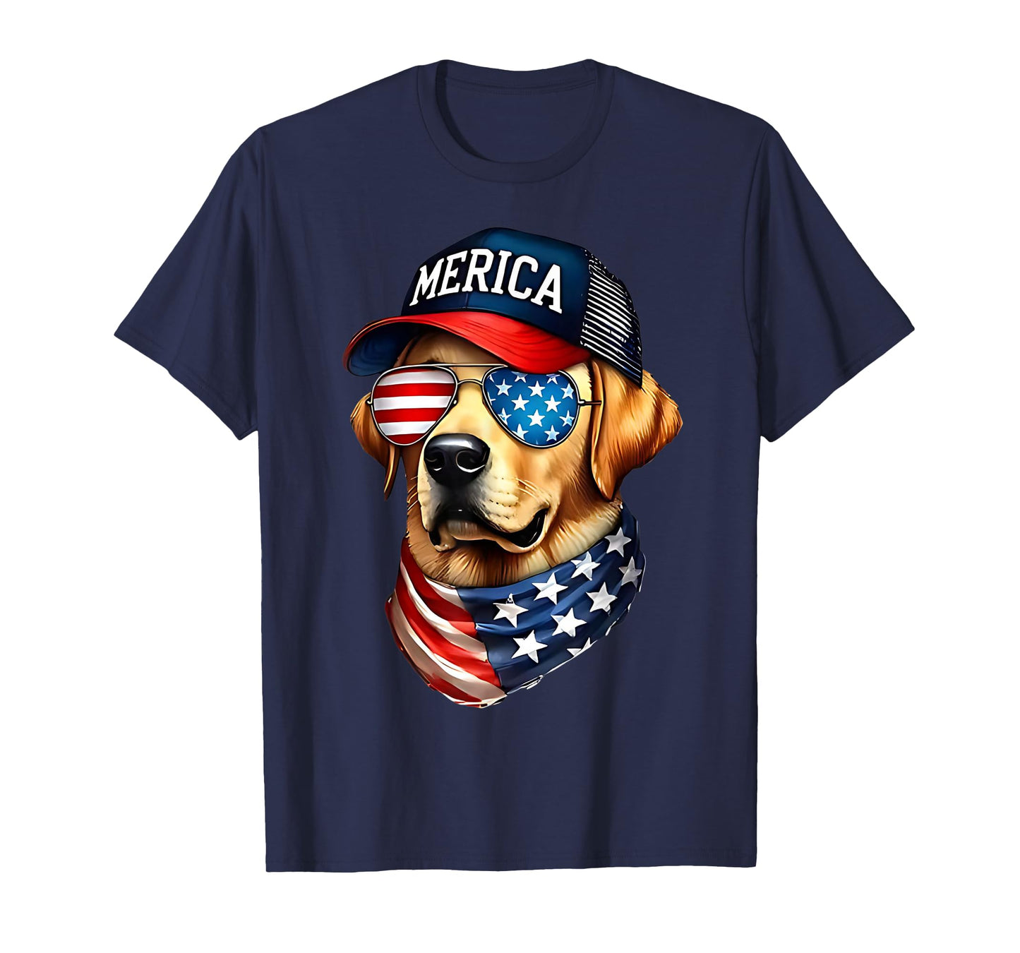 Yellow Labrador Retriever 4th of July Merica USA Flag Lab T-Shirt