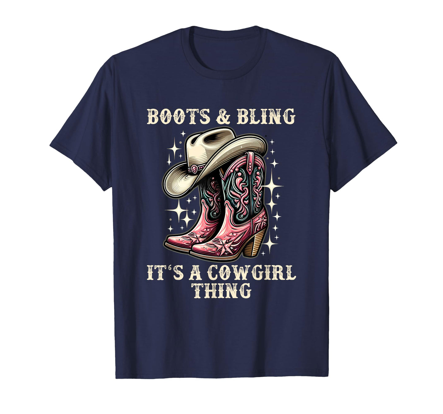 Boots And Bling Its A Cowgirl Thing Cowboy Hat Kids Cowgirls T-Shirt