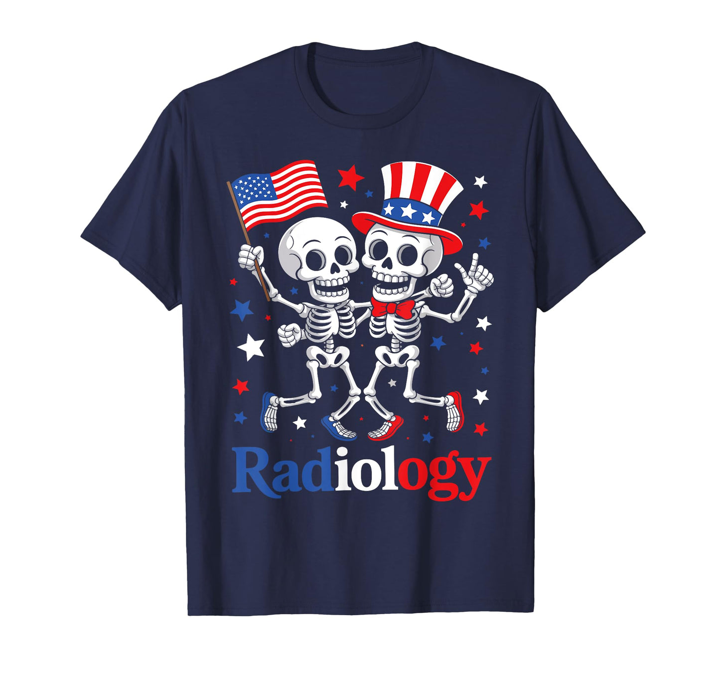 Dancing Skeleton Radiology X-ray Tech Patriotic 4th Of July T-Shirt