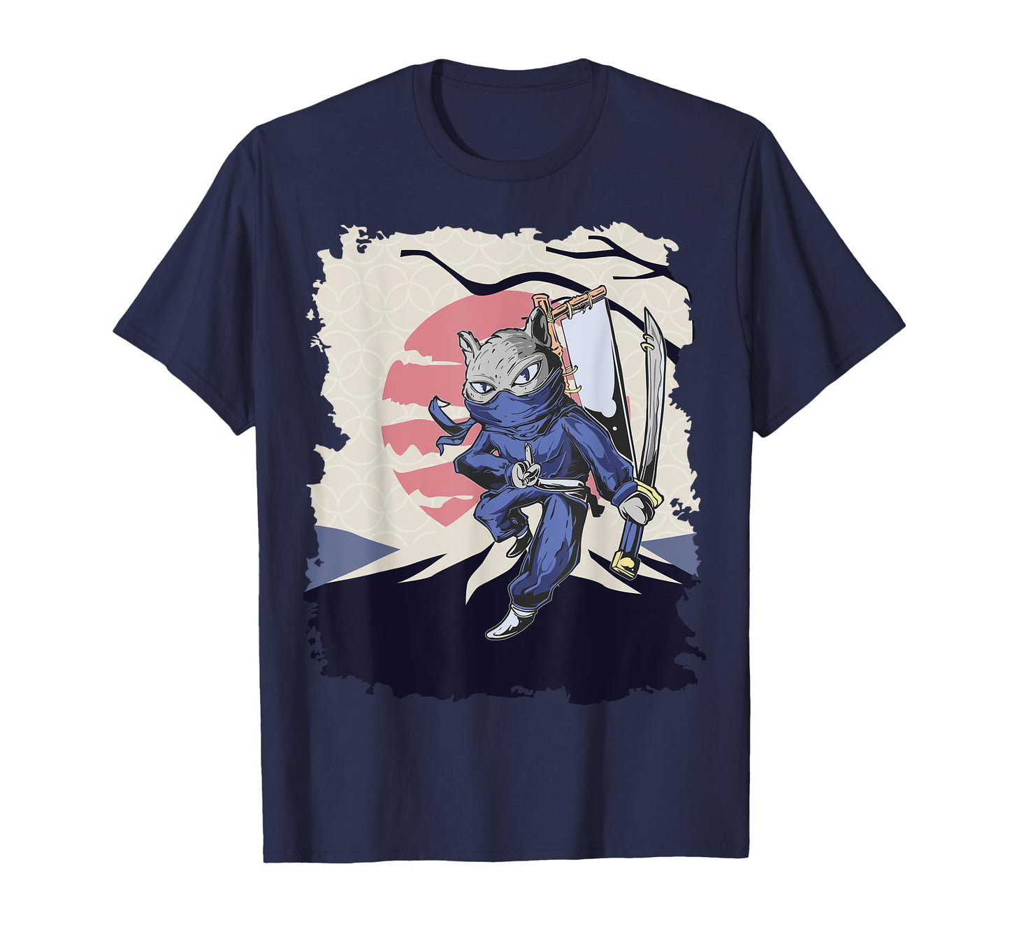 Japanese Ninja Art and Japan Samurai Cat T-Shirt
