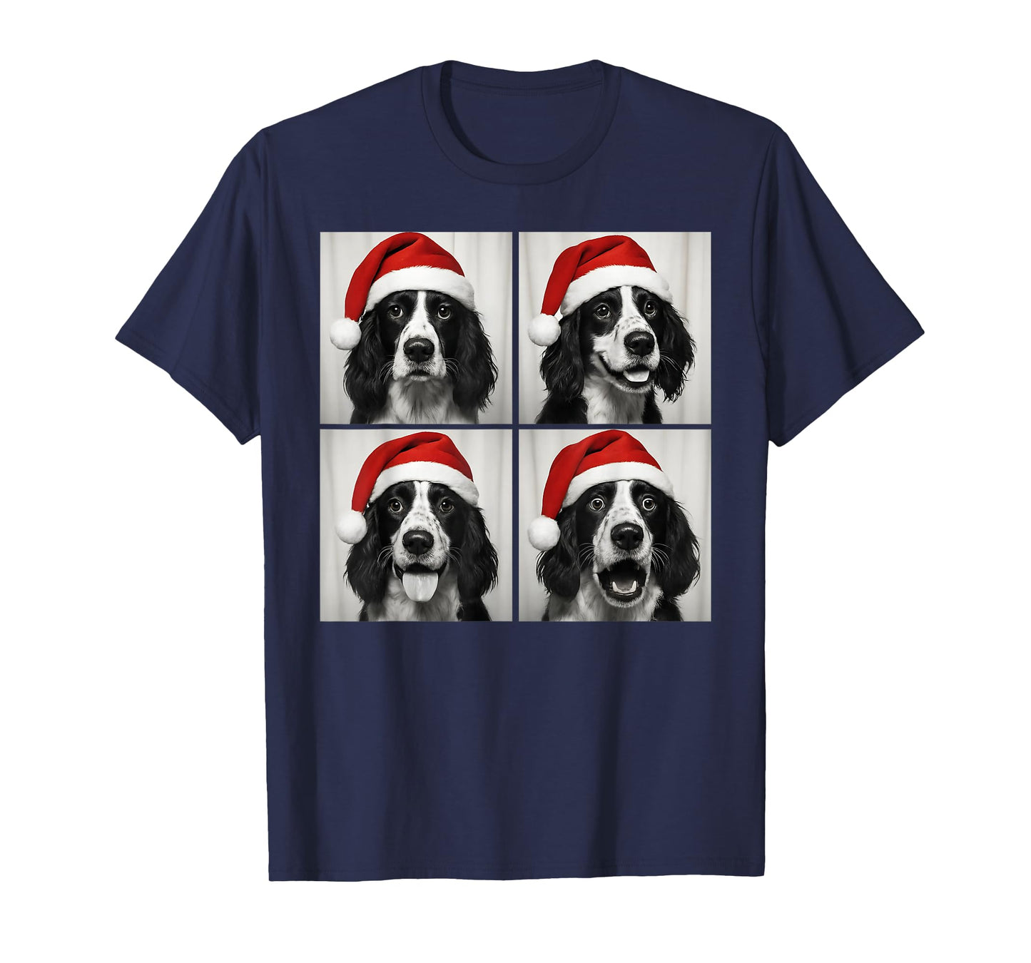 Funny Christmas English Springer Spaniel Santa Photo Booth T-Shirt