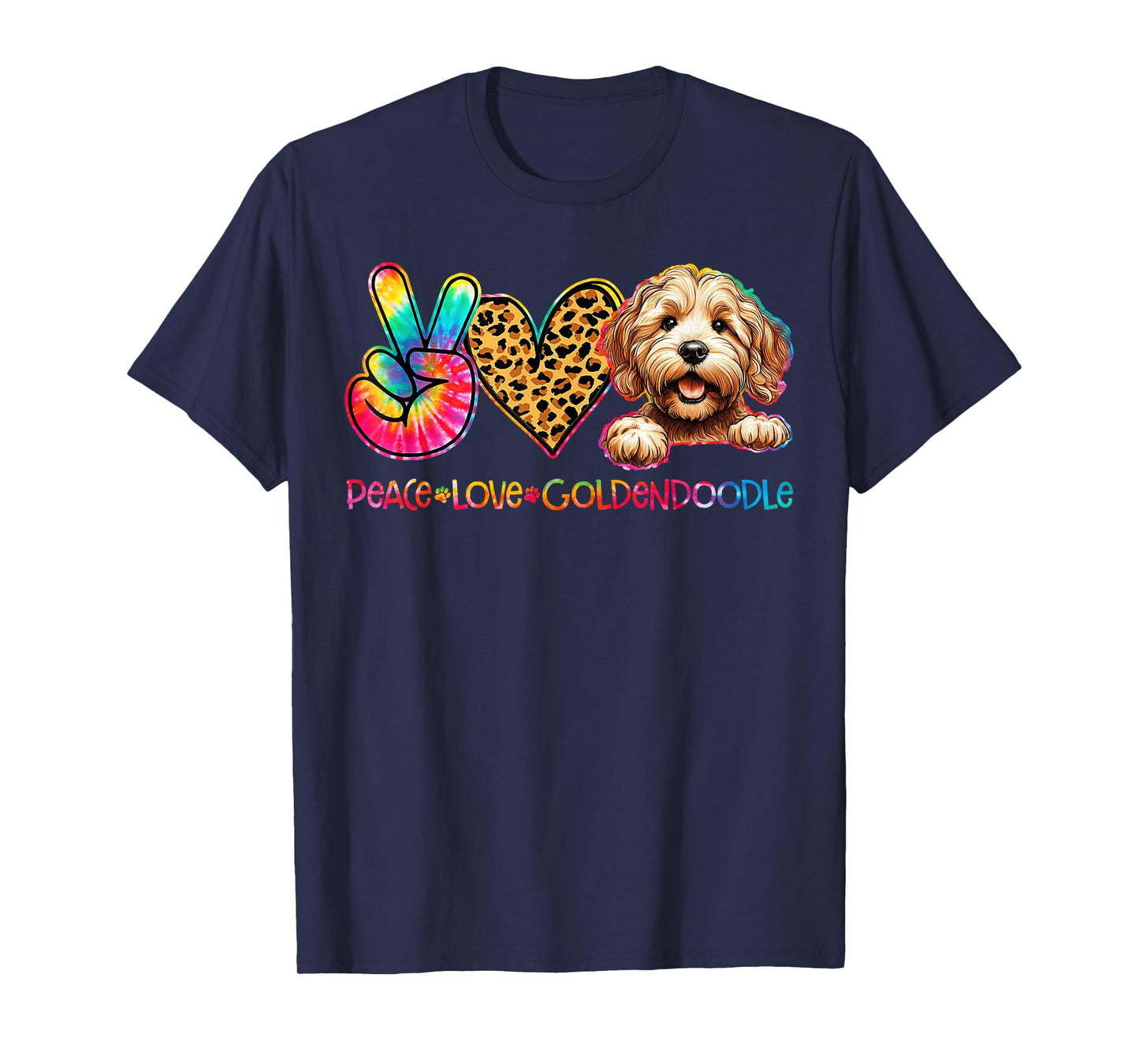 Peace Love Goldendoodle Tie Dye Dog Lover T-Shirt