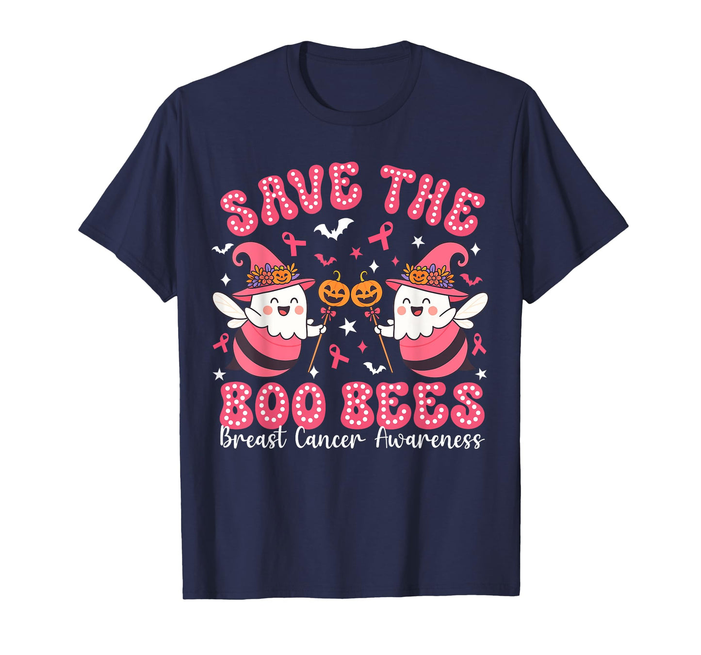 Save The Boo Bees Funny Breast Cancer Awareness Halloween T-Shirt