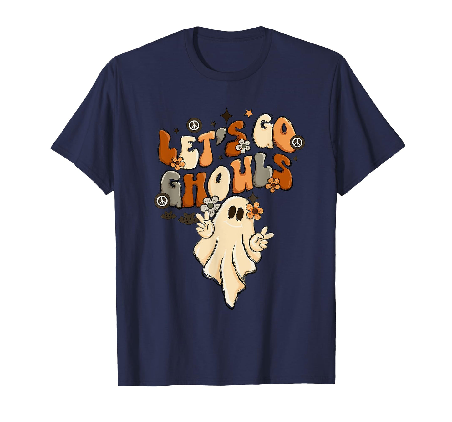 Retro Groovy Let's Go Ghouls Halloween Ghost Outfit Costumes T-Shirt