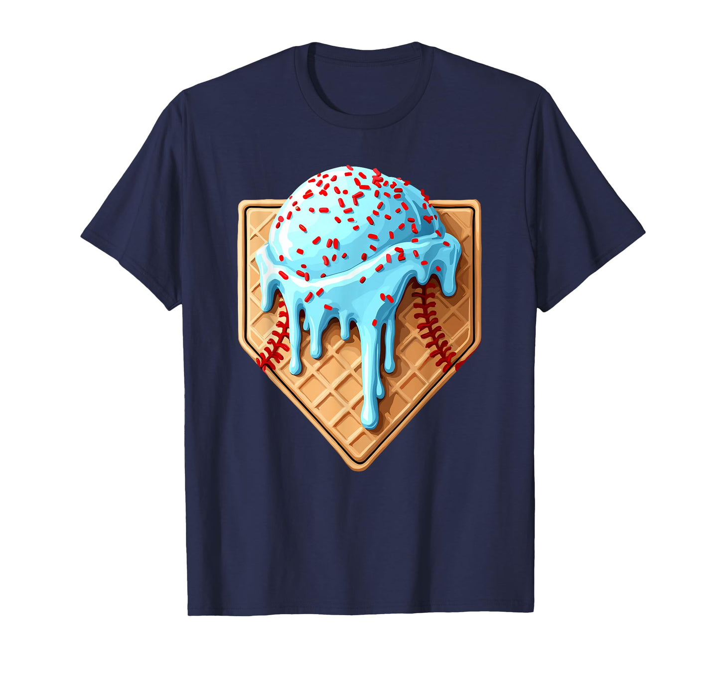 Ice Cream Baseball Drip Home Plate Dripping T-Shirt