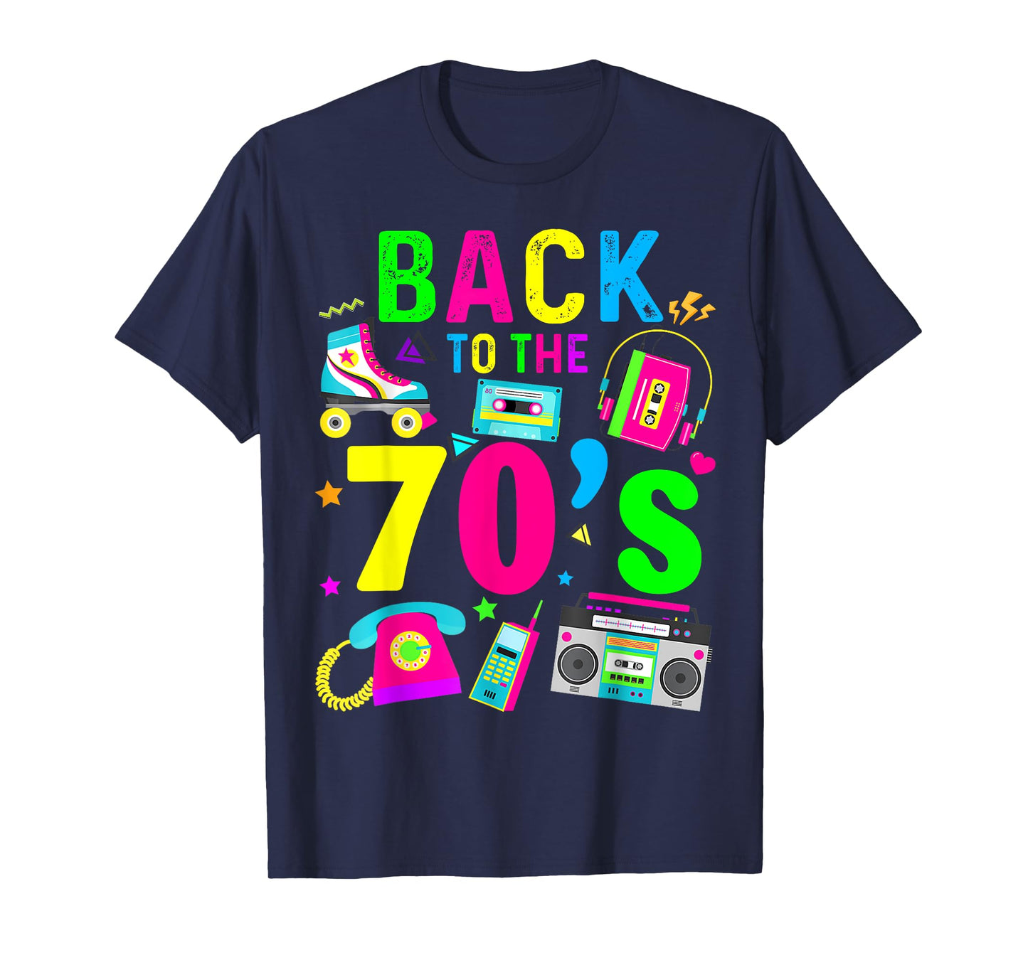 Back To 70's 1970s Vintage Style Eighties Retro Party T-Shirt