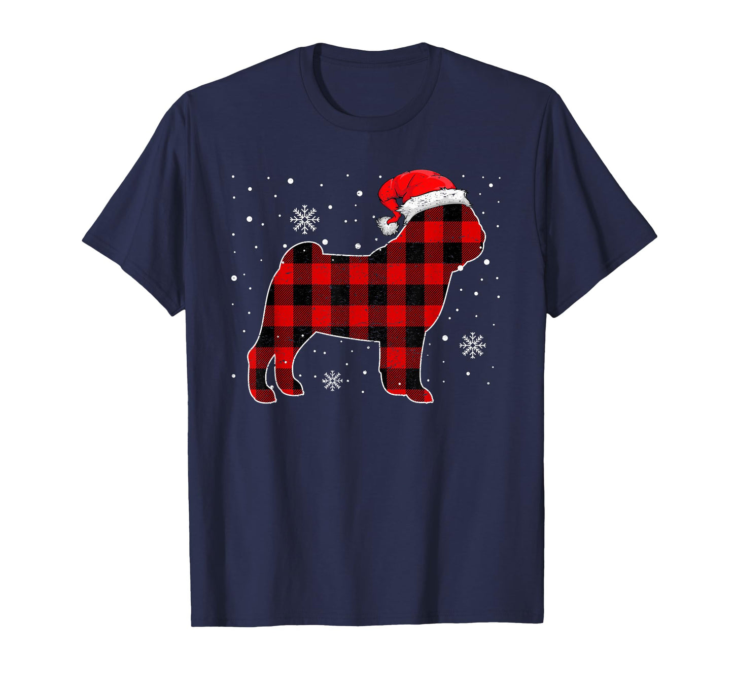 Check Brand For 50, Christmas Buffalo Plaid Pug Pajama T-Shirt