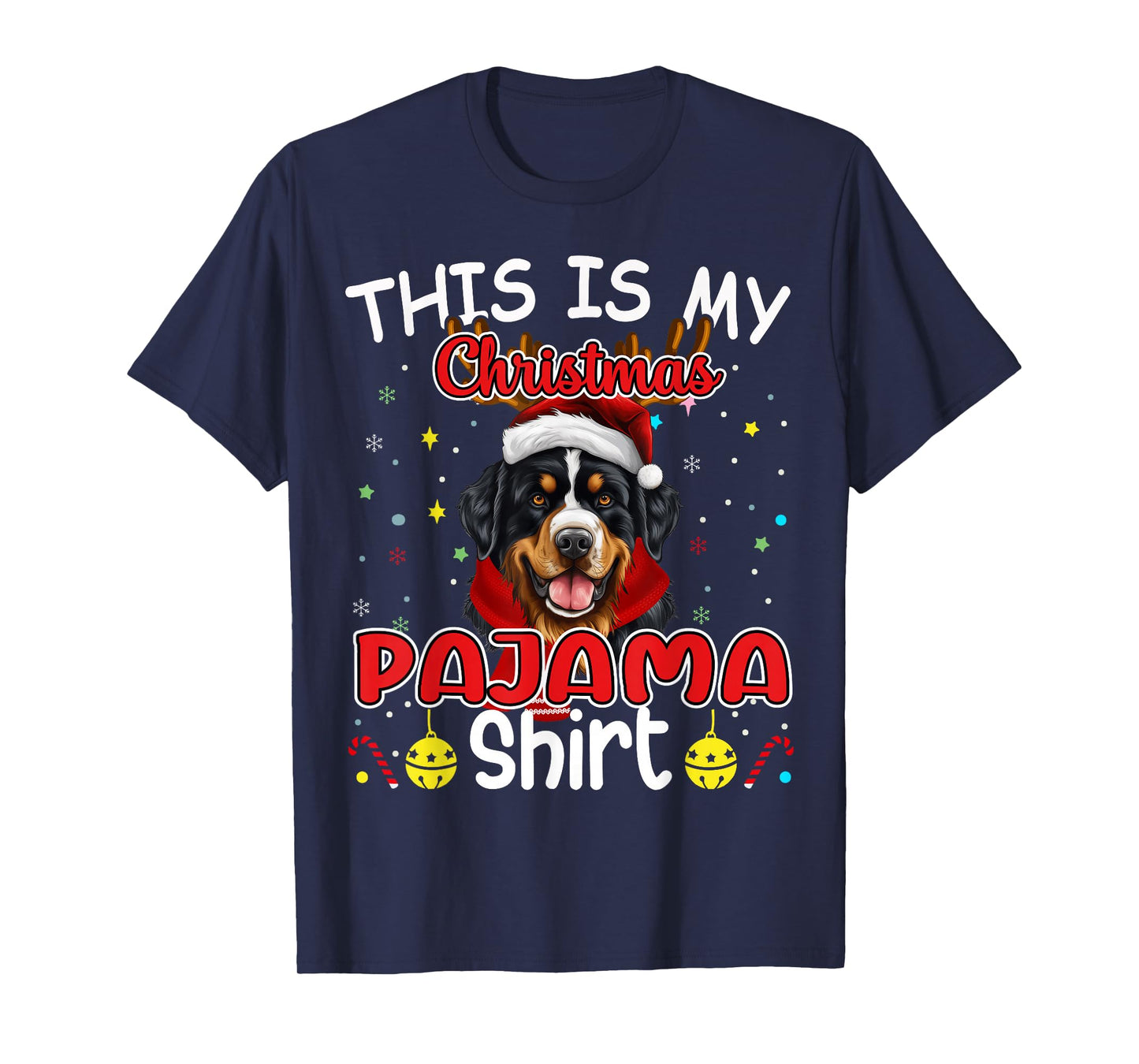 X-mas Santa Pajama Bernese Mountain Dog Christmas T-Shirt