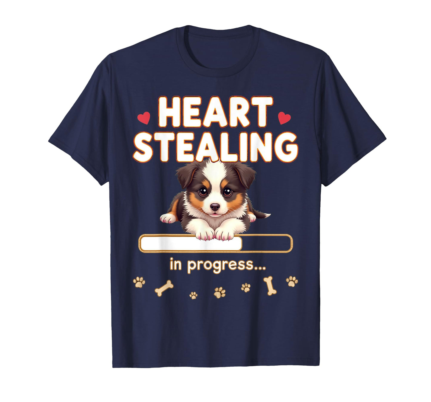 Heart Australian Shepherd Dog Funny Gift Aussie Puppy T-Shirt