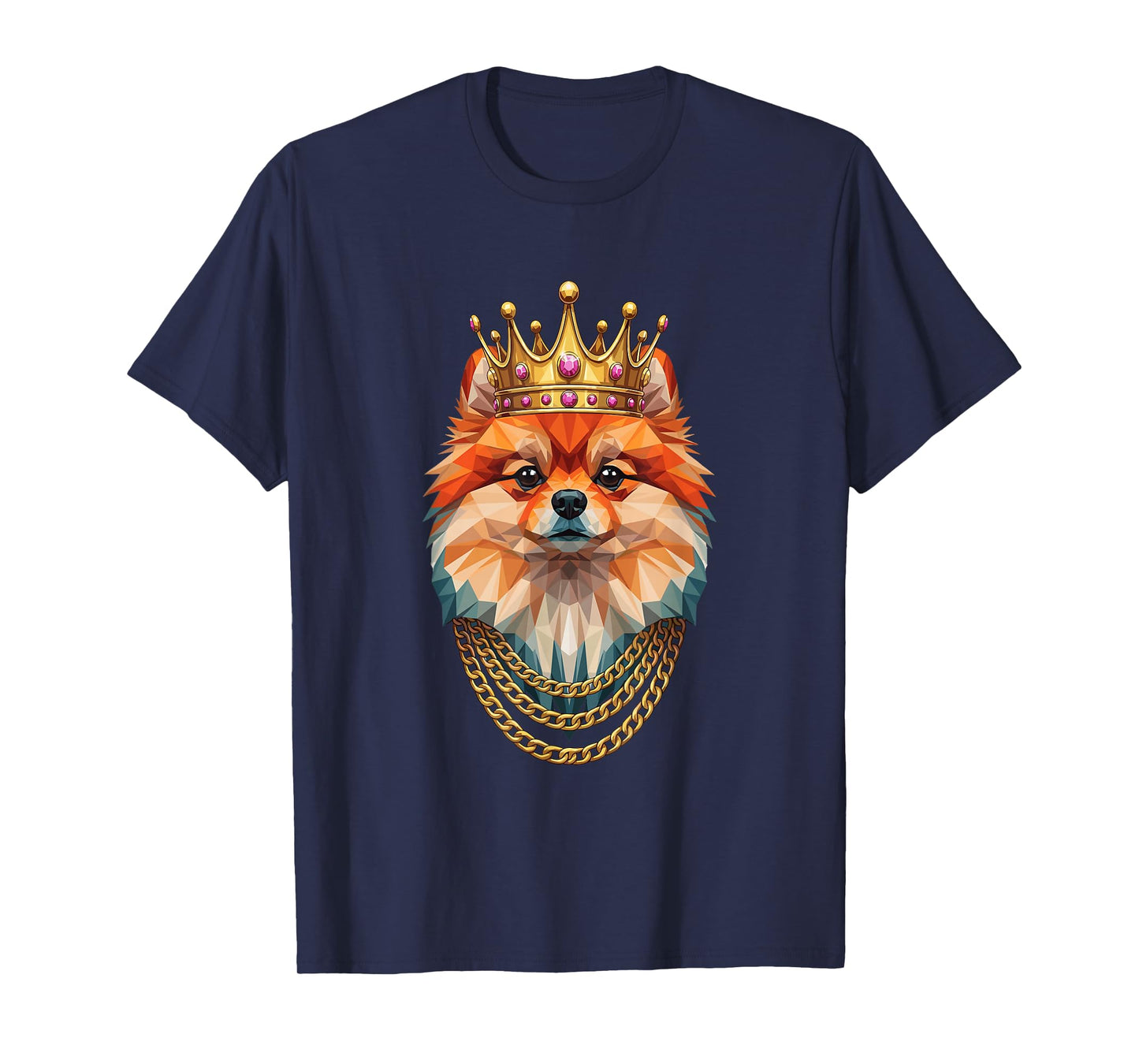 Pomeranian Dog Gangster Golden Crown King Regal Art T-Shirt