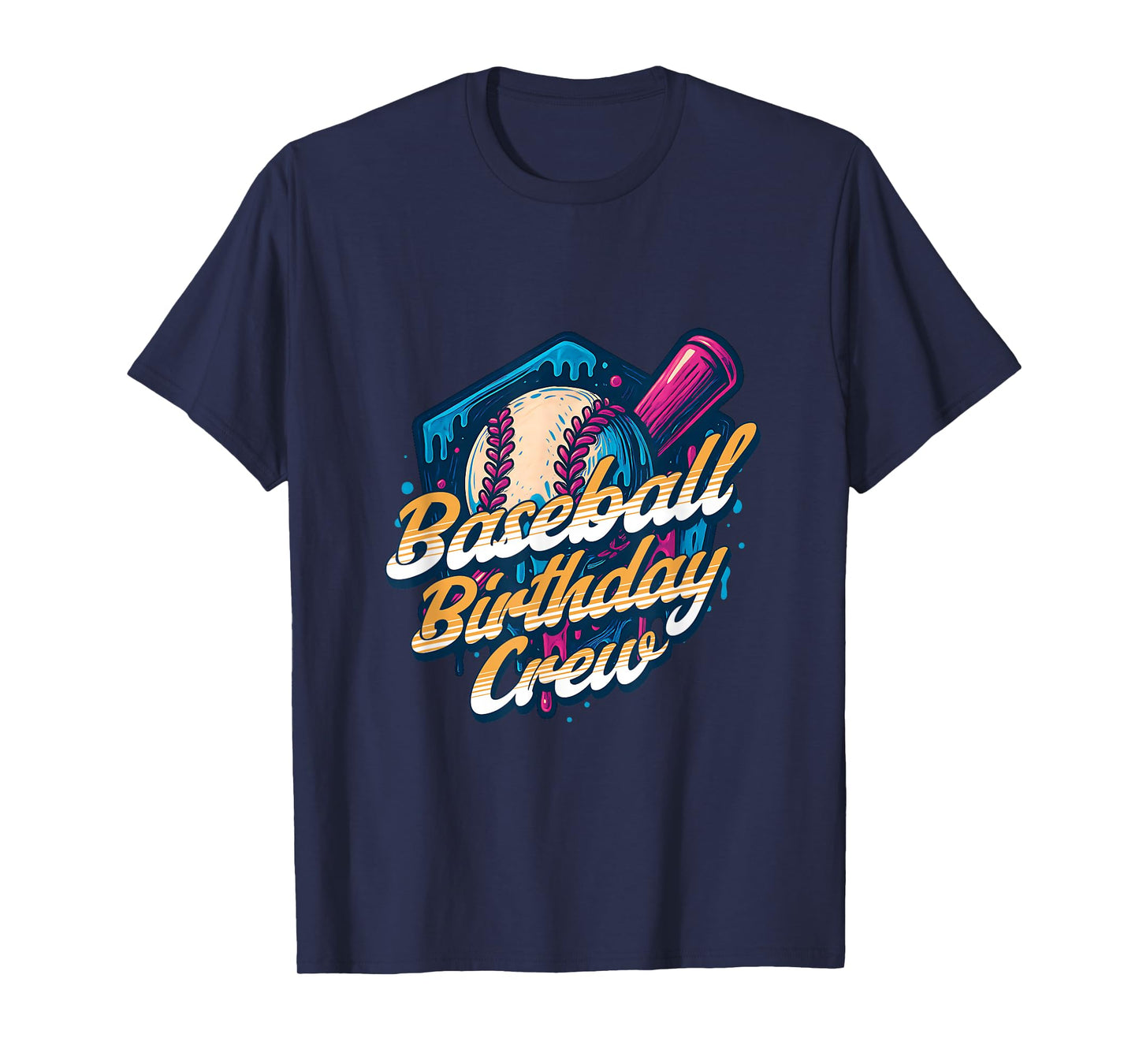 Baseball Birthday Crew Kids Baseball Drip Ice Cream Family T-Shirt