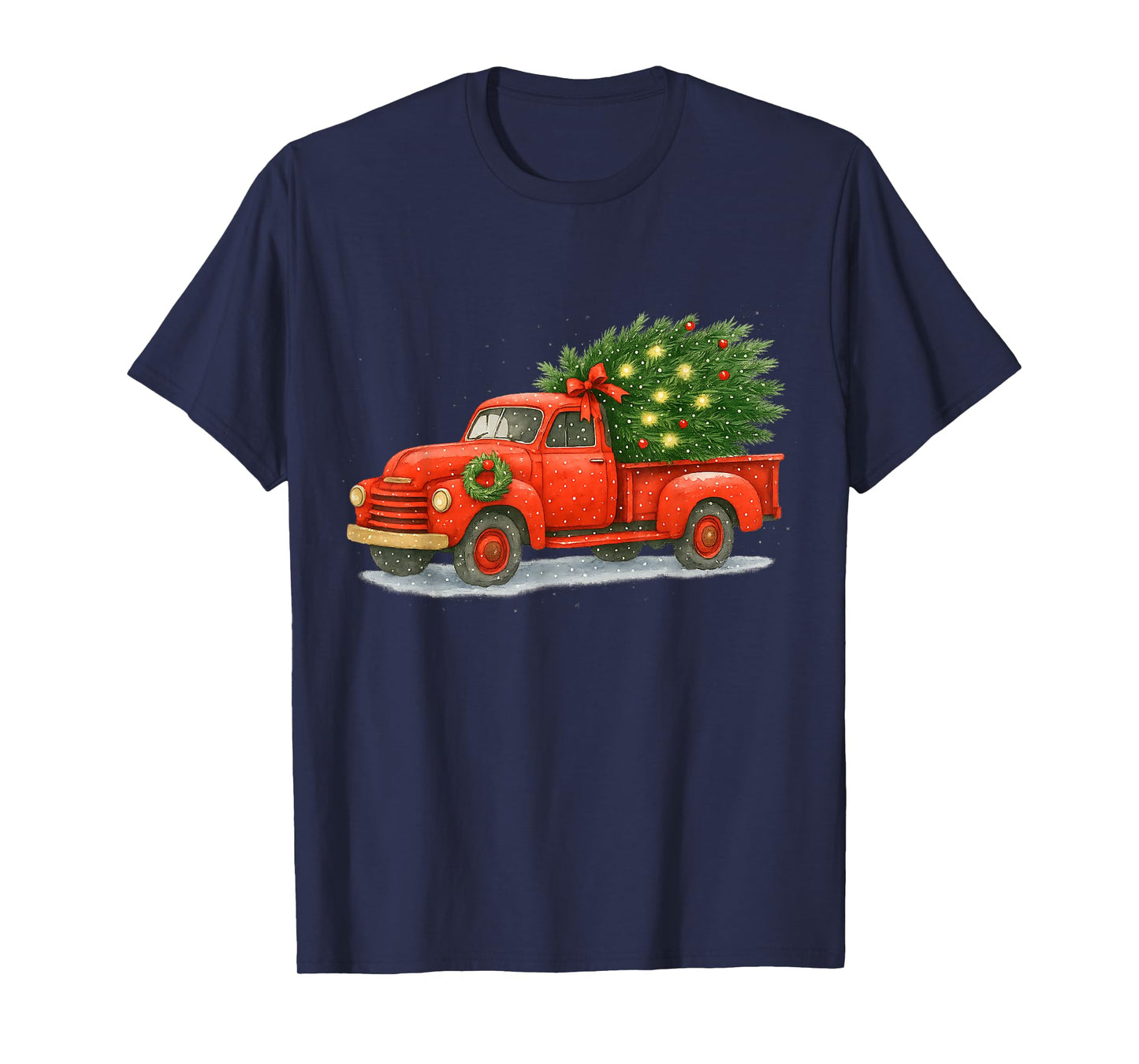 Vintage Red Truck Christmas Tree Winter Season T-Shirt