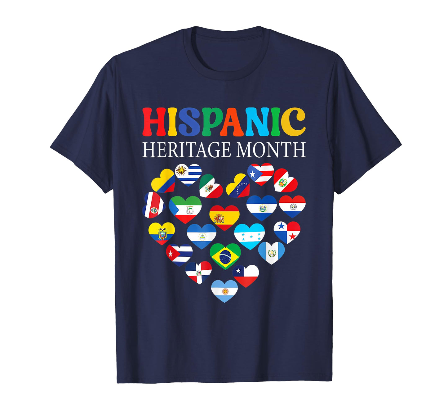 National Hispanic Heritage Month All Countries Flags Heart T-Shirt