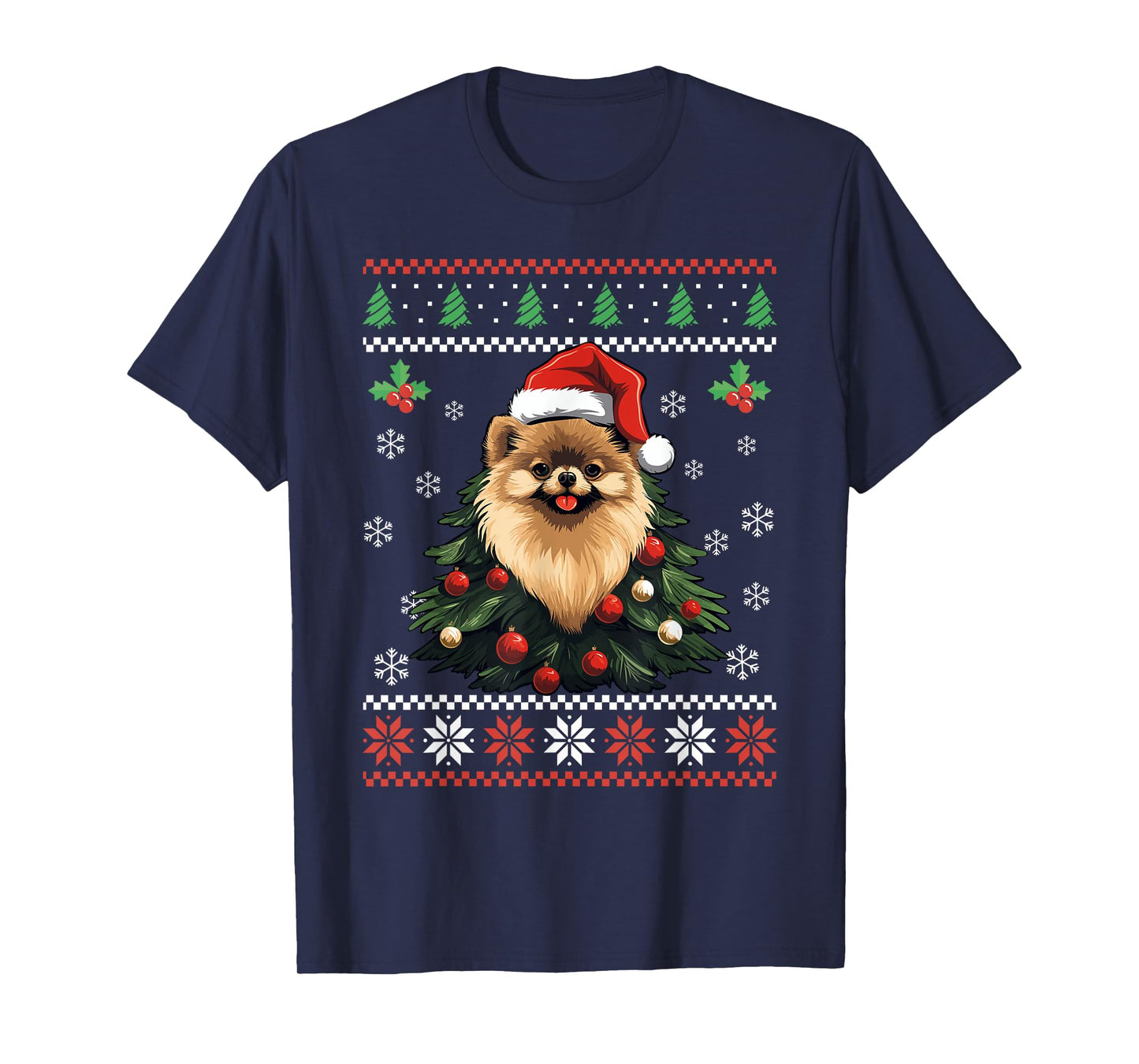 Pomeranian Dog Ugly Christmas Sweater Xmas For Adults Kids T-Shirt