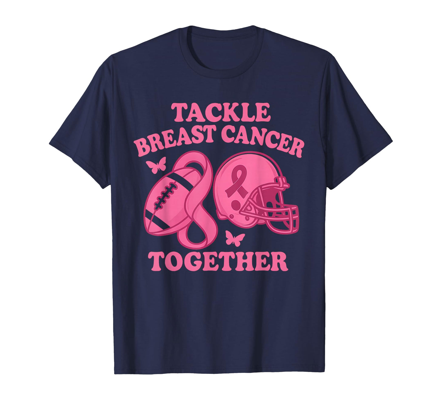 Tackle Breast Cancer Groovy Football Breast Cancer Warrior T-Shirt