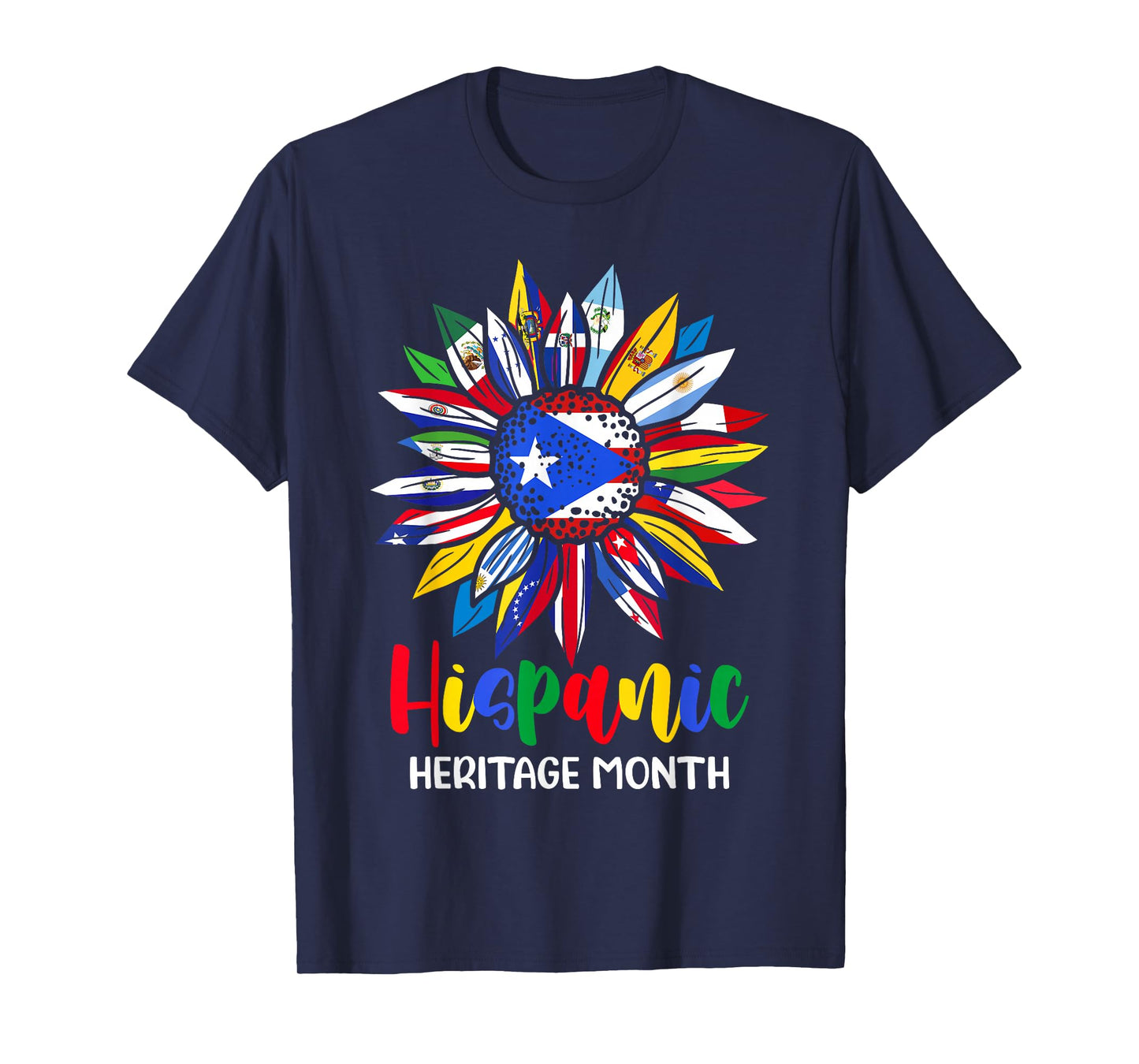Hispanic Heritage Month Puerto Rico Flag Sunflower Latino T-Shirt