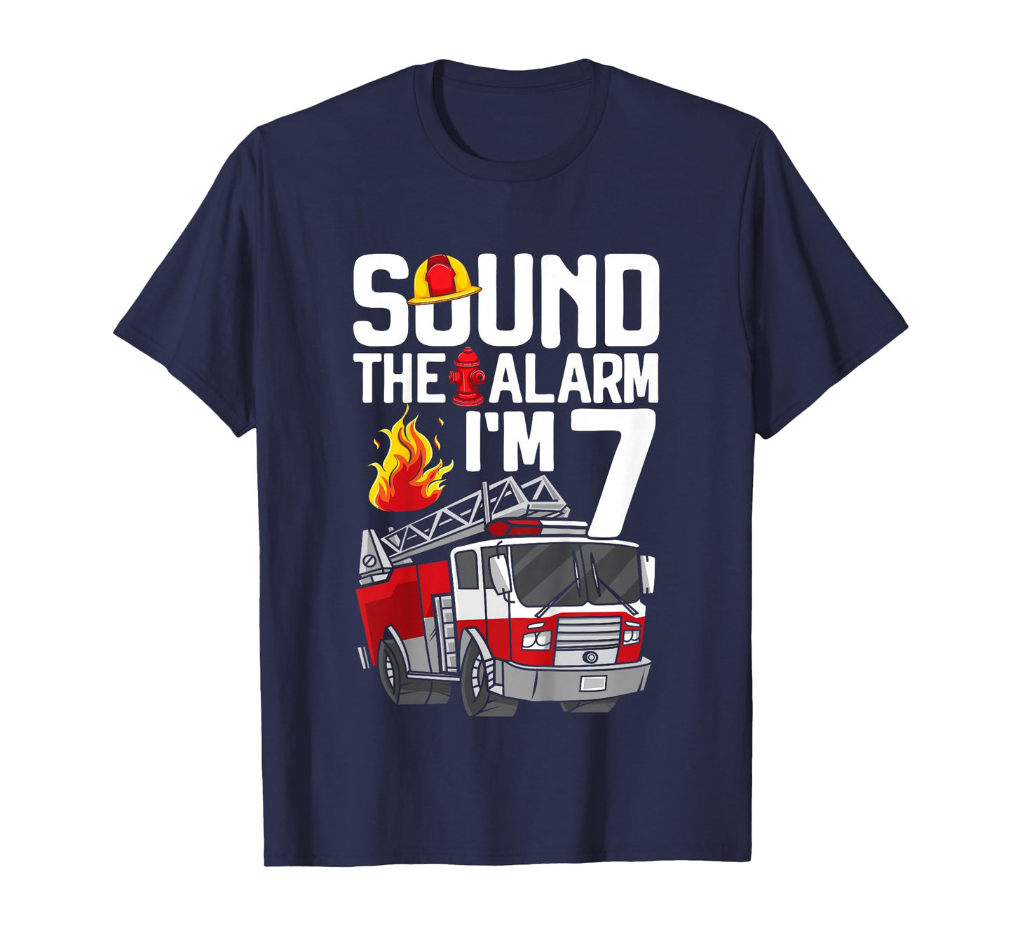 Kids 7 Years Old Firefighter 7th Birthday Boy Fire Truck Toddler T-Shirt