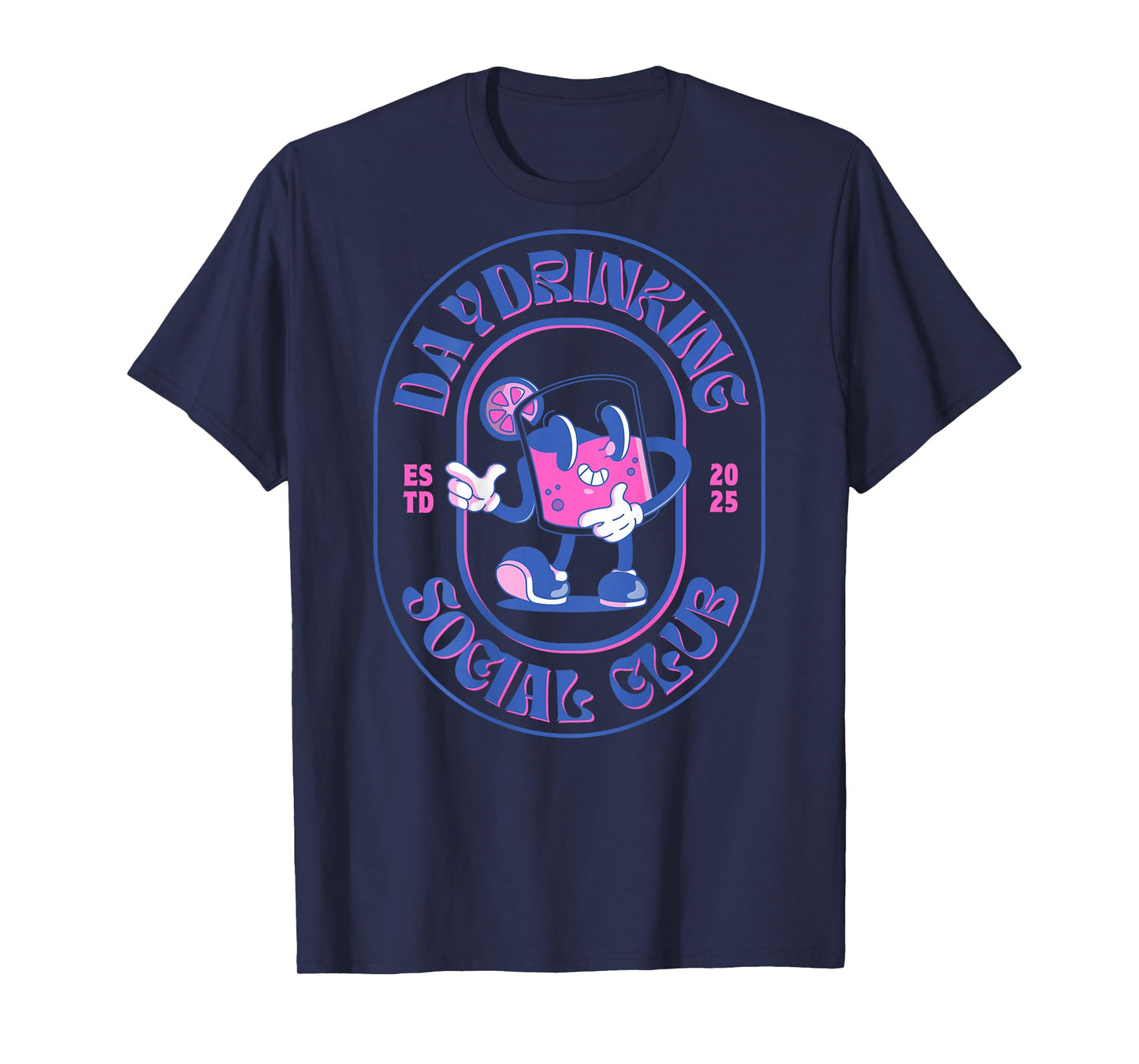 Daydrinking Social Club Retro Day Drinking Malle Backprint T-Shirt