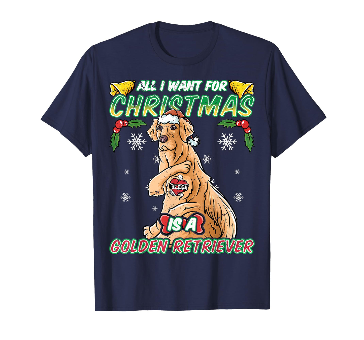 All I Want For Christmas Is A Golden Retriever Santa Claus T-Shirt