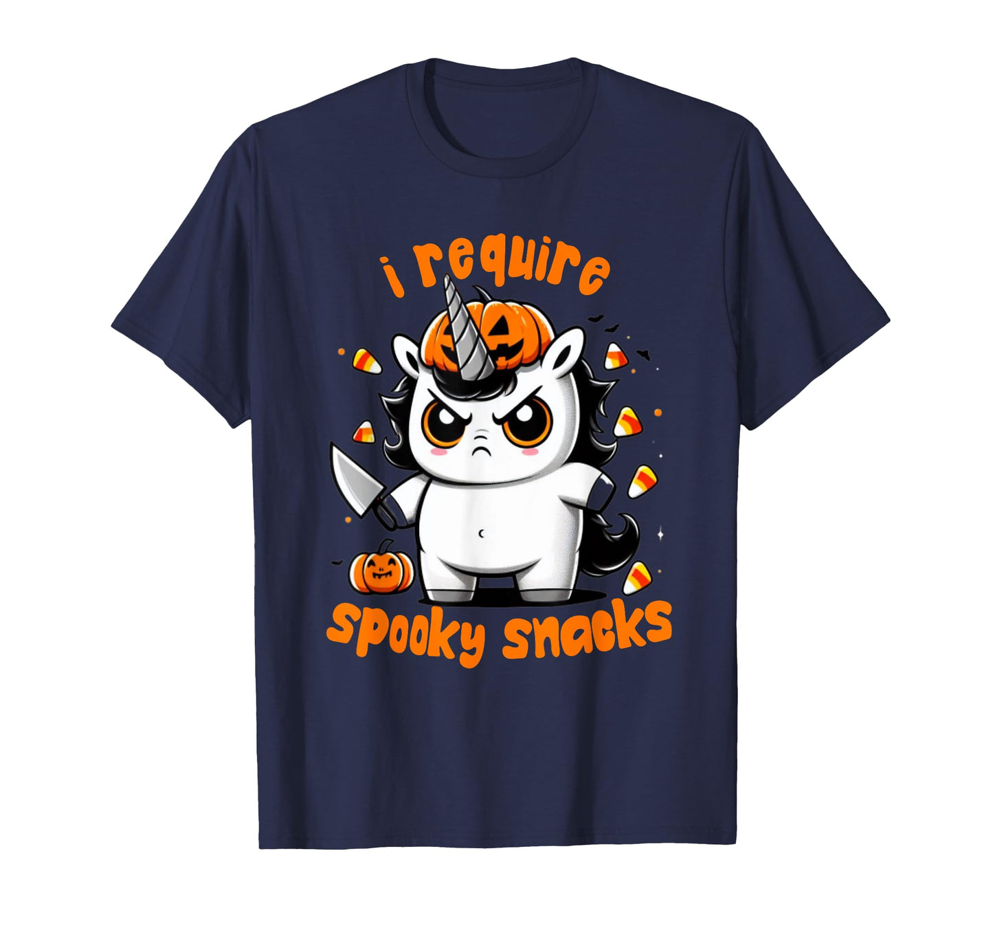 I Require Spooky Snacks Angry Unicorn Halloween T-Shirt
