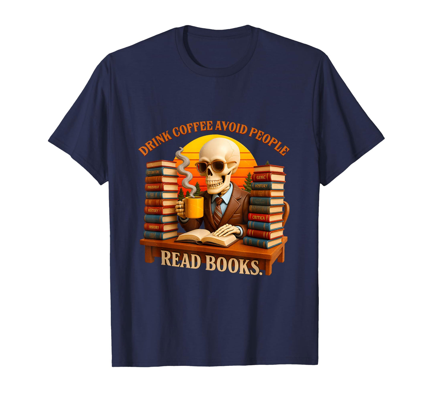 Drink Coffee Avoid People Read Books Halloween Bookworm T-Shirt
