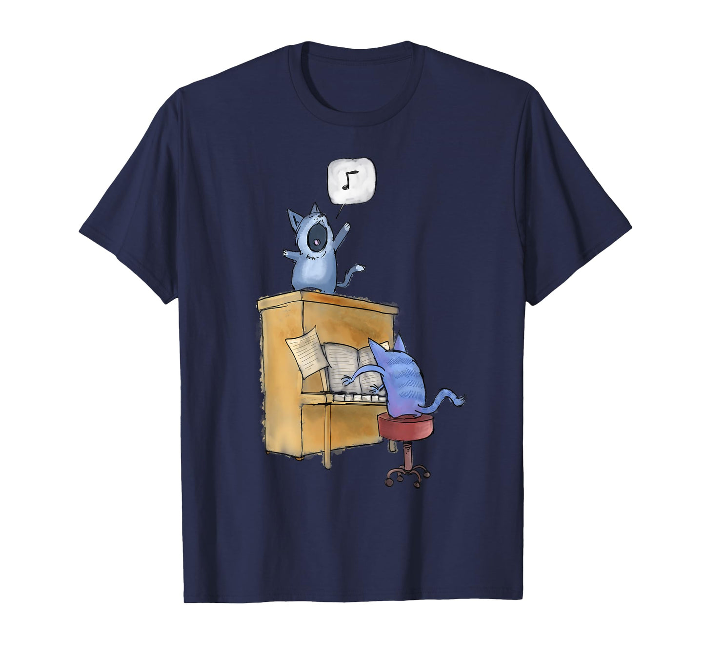 Singing Cats at The Piano Cute Pet Lover Graphic Tee T-Shirt