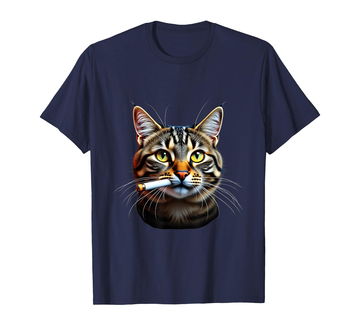 Smoky Cat with Cigarette Whiskers Fun T-Shirt