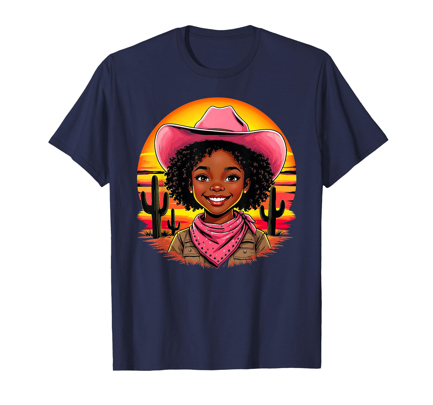 African American Black Cowgirl Girls Western Rodeo Melanin T-Shirt