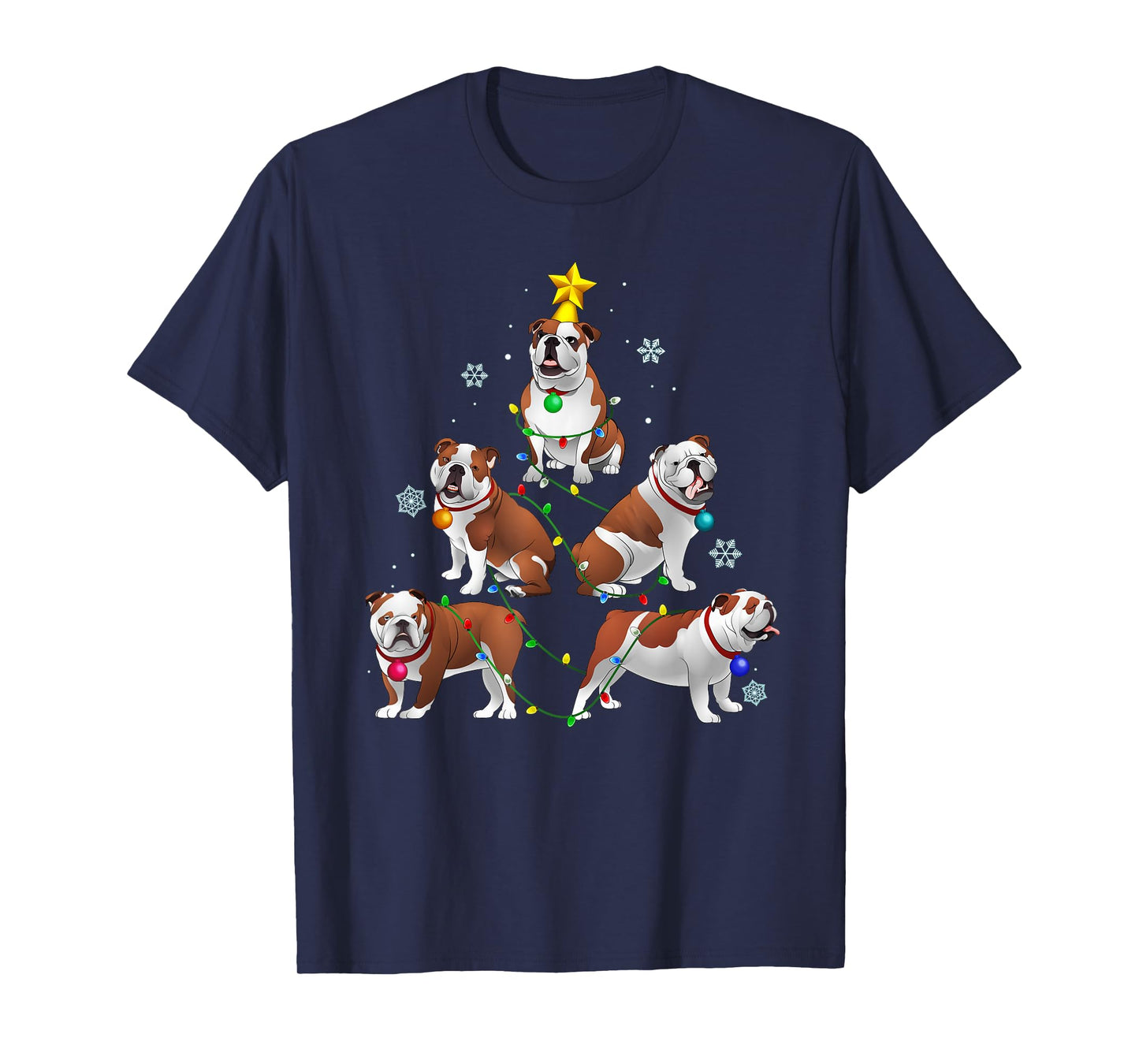 Funny Bulldog Christmas Tree T Shirt Ornament Decor T-Shirt