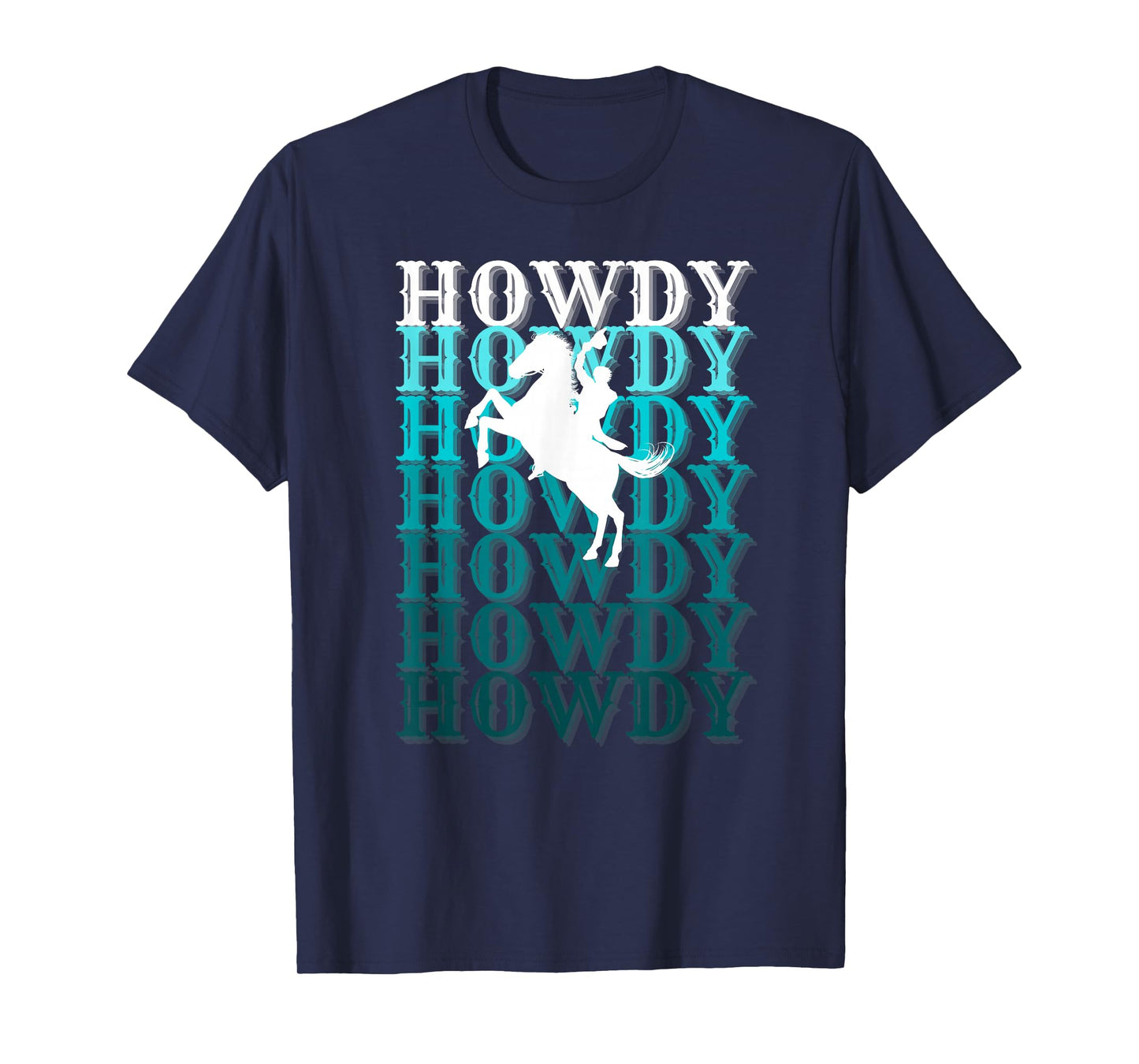 Fun Teal Country Boho Western Greetings Farm Fashion Horses T-Shirt