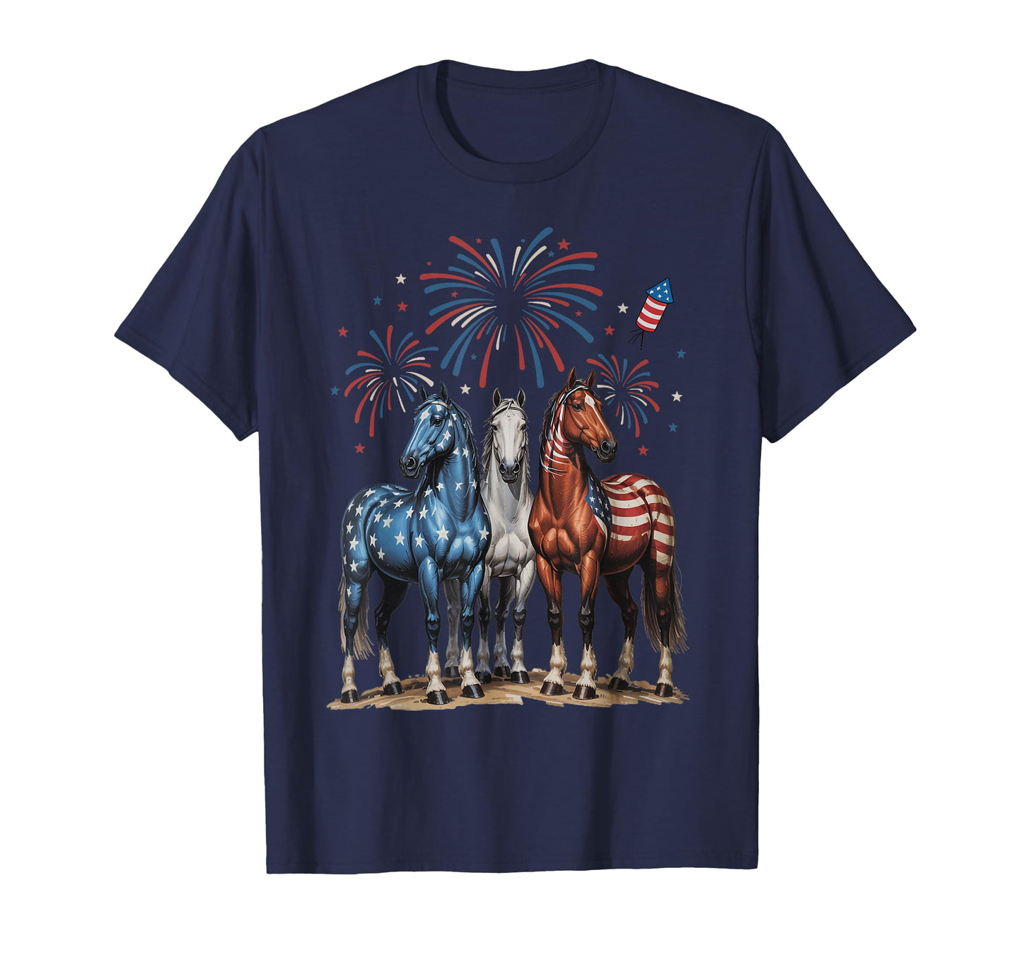 Horse 4th of July USA Flag Independence Day Gifts Graphic T-Shirt