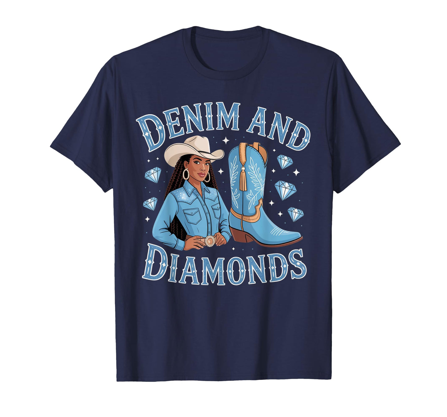 Denim And Diamonds Stylish Fabric Blue Denim Diamonds Jeans T-Shirt