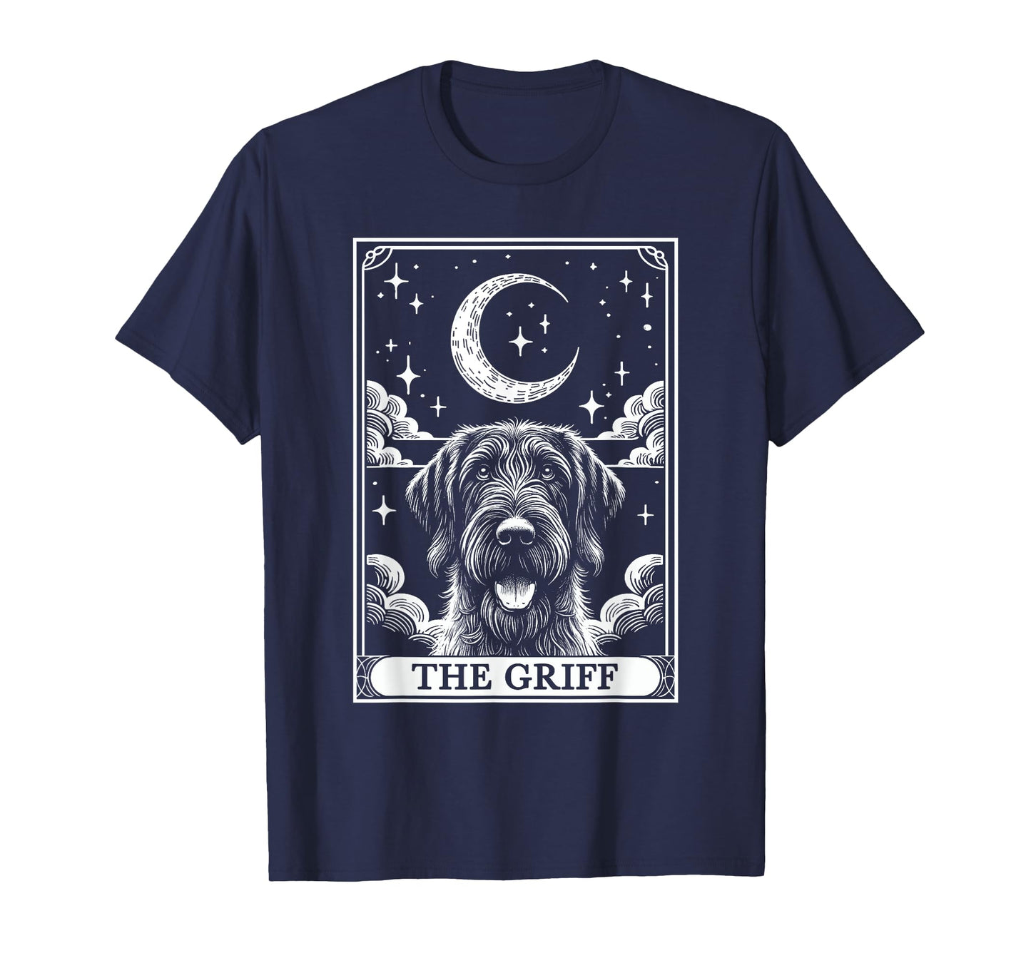 Tarot Card Vintage Crescent Moon Wirehaired Pointing Griffon T-Shirt