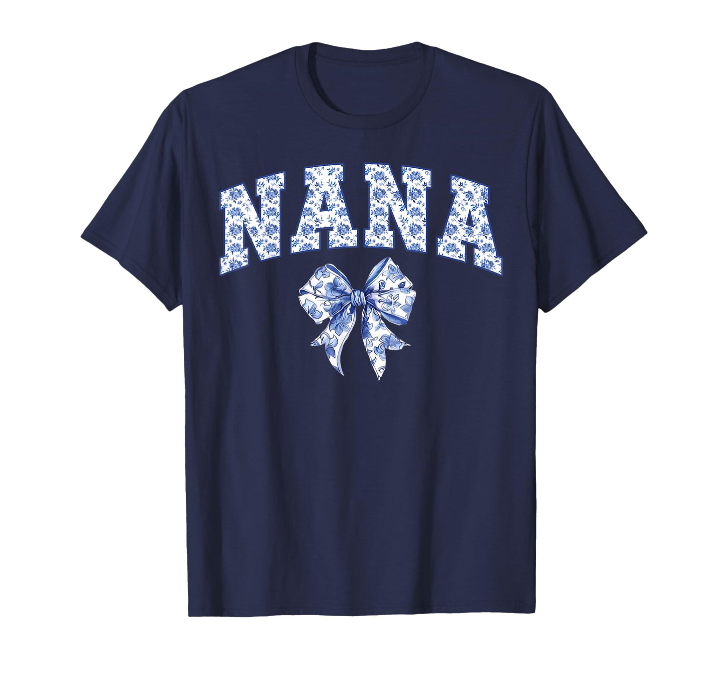 Nana Coquette Toile Blue Bow Floral Family Matching T-Shirt