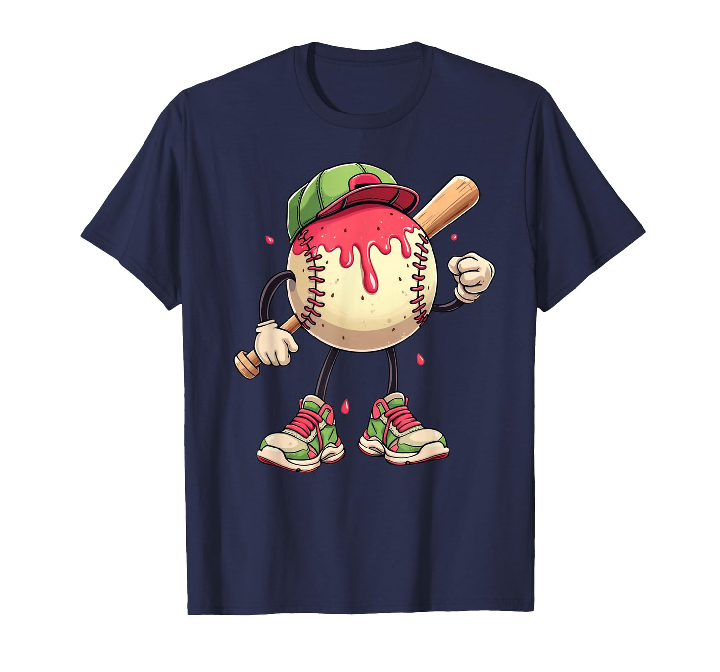 Girls Boys Baseball Ice Cream Drip Youth Drip Baseball Kids T-Shirt