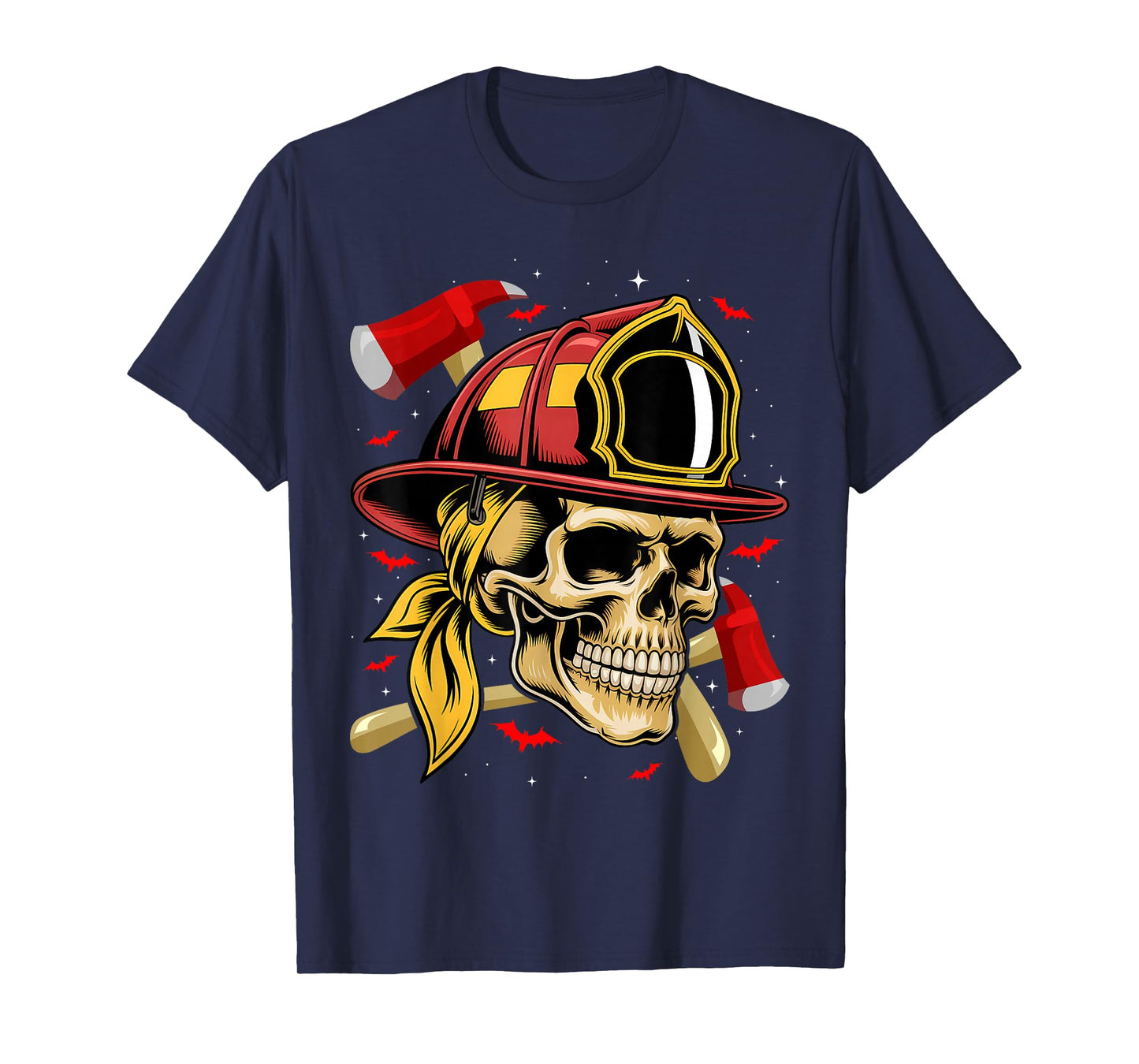 Fireman Skull Firefighter Skeleton Halloween Costume T-Shirt