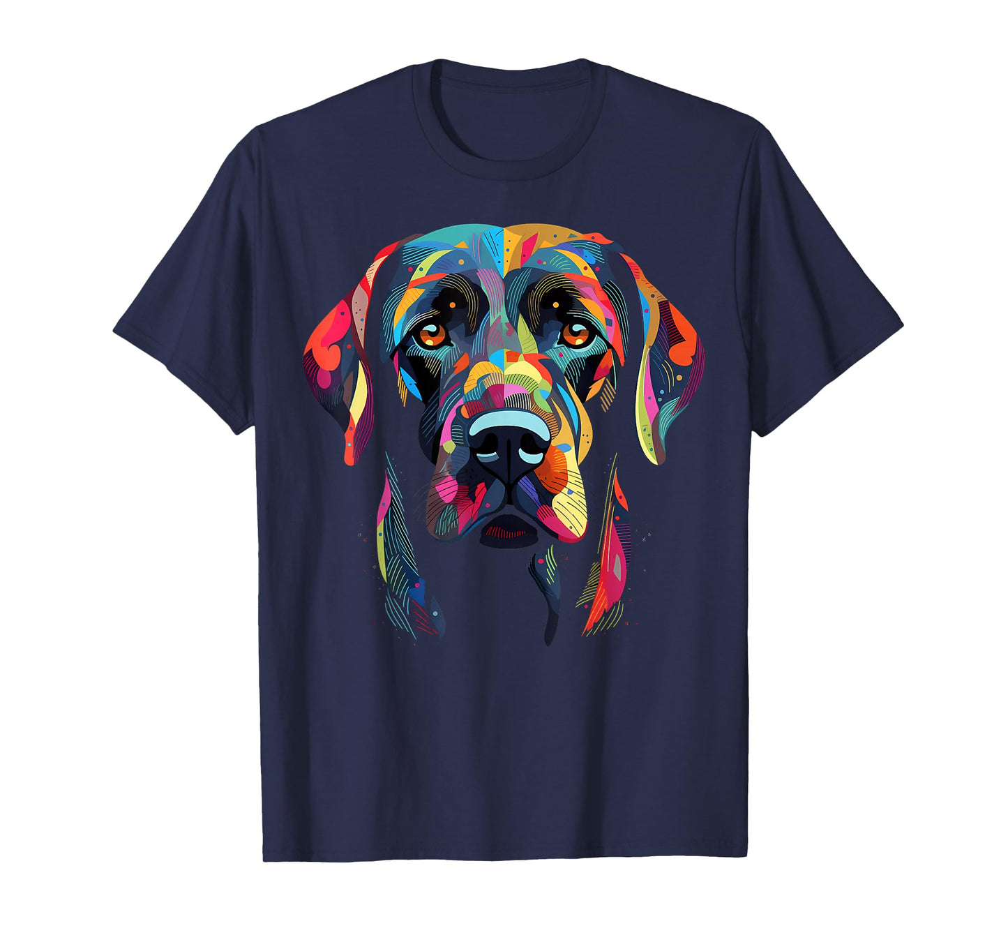 Labrador Retriever Colorful Dog Face Funny Lab Lover Black T-Shirt
