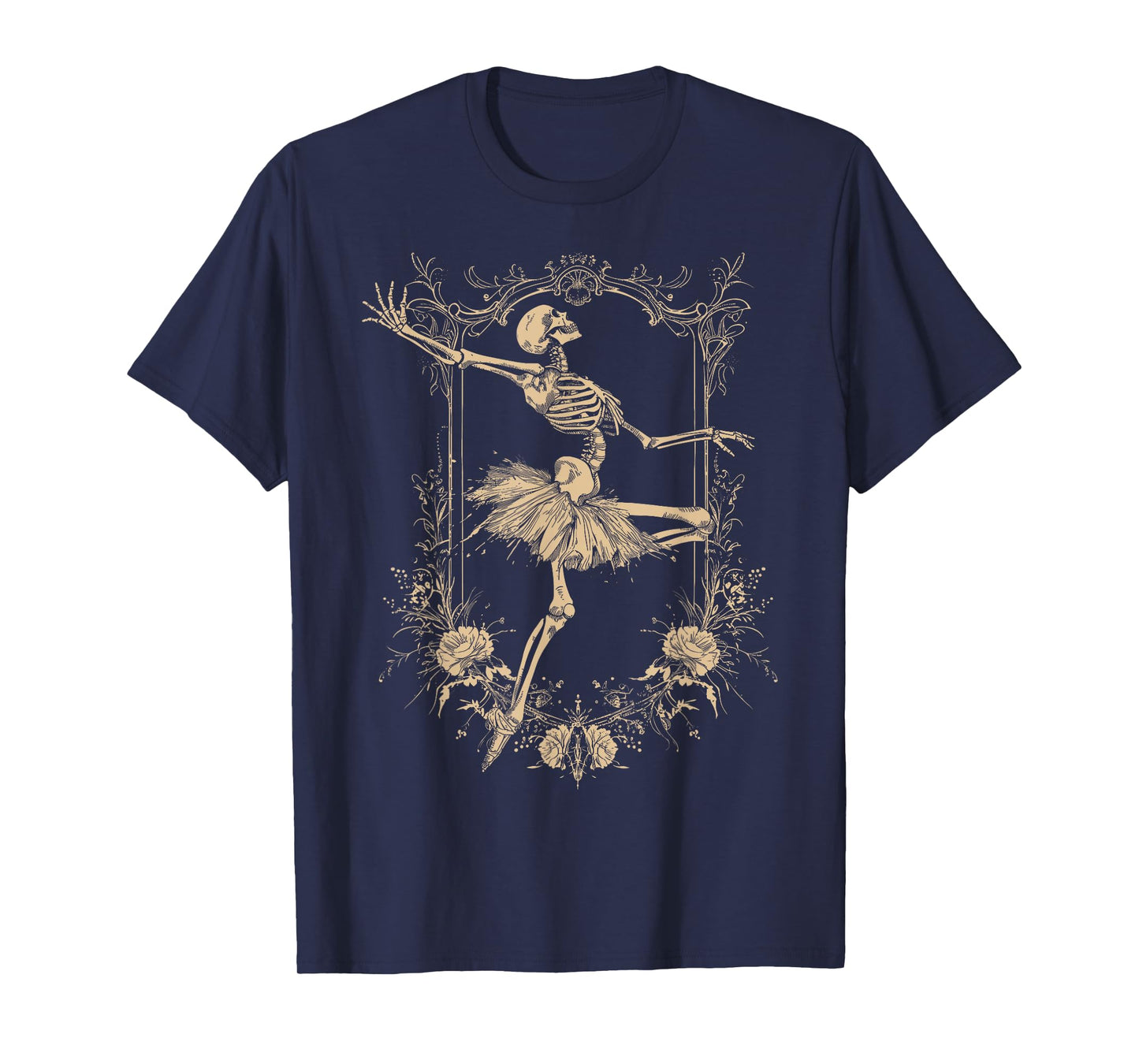 Retro Halloween Dancing Ballerina Skeleton Goth Design T-Shirt