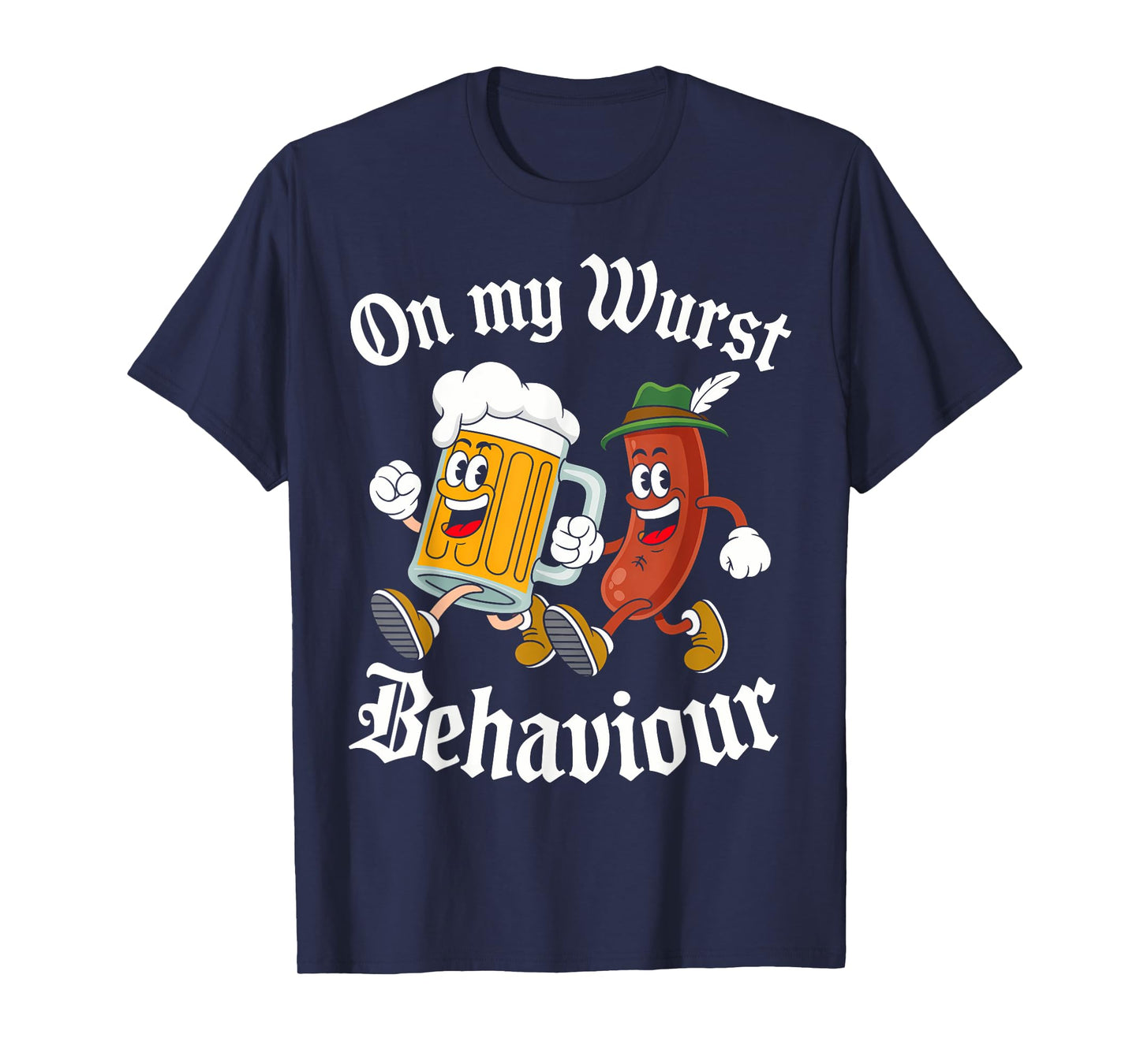 Oktoberfest Shirt Men On My Wurst Behaviour German Adults T-Shirt