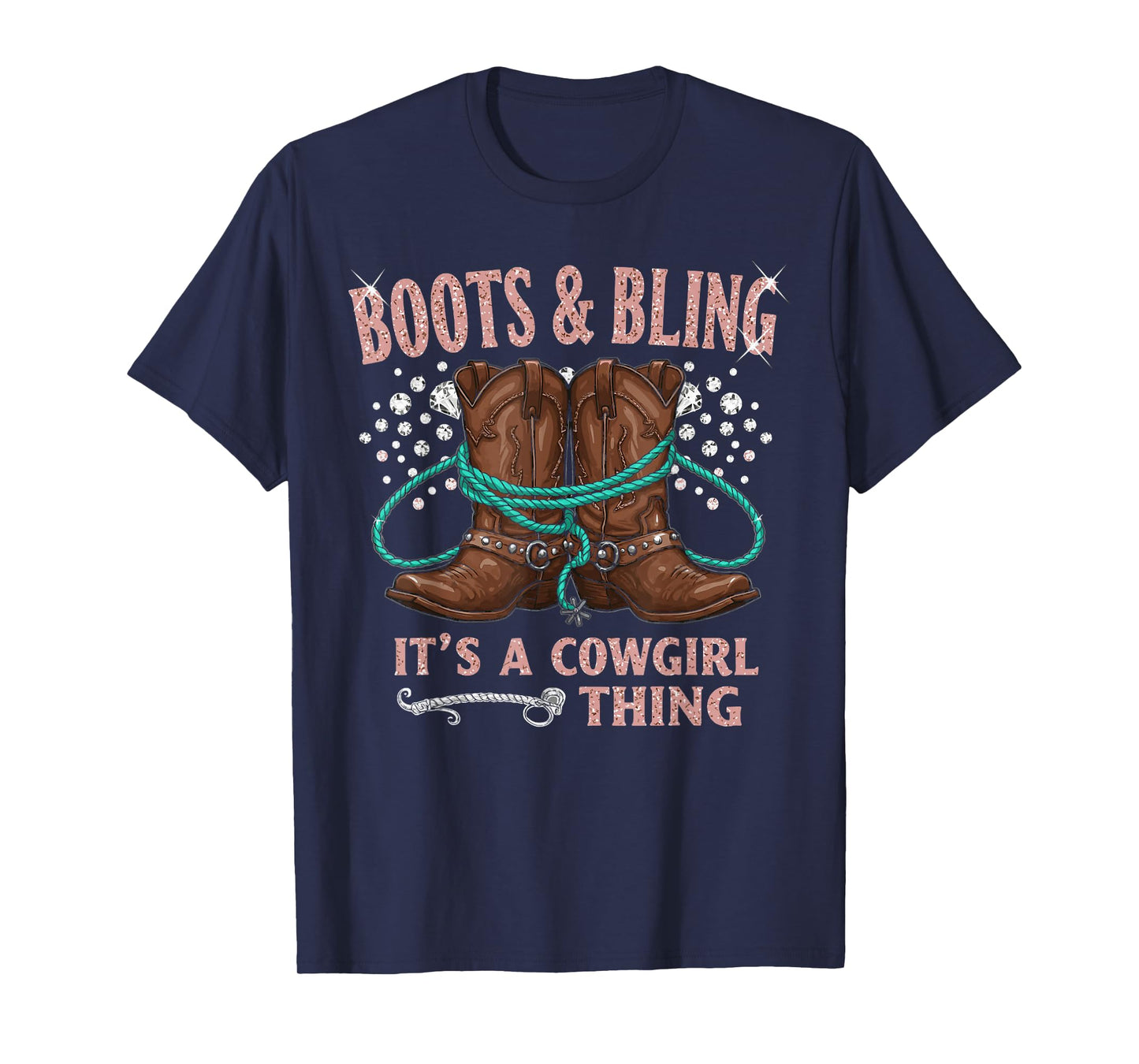 Howdy Country Rodeo Girl Western Boots & Bling its a Cowgirl T-Shirt