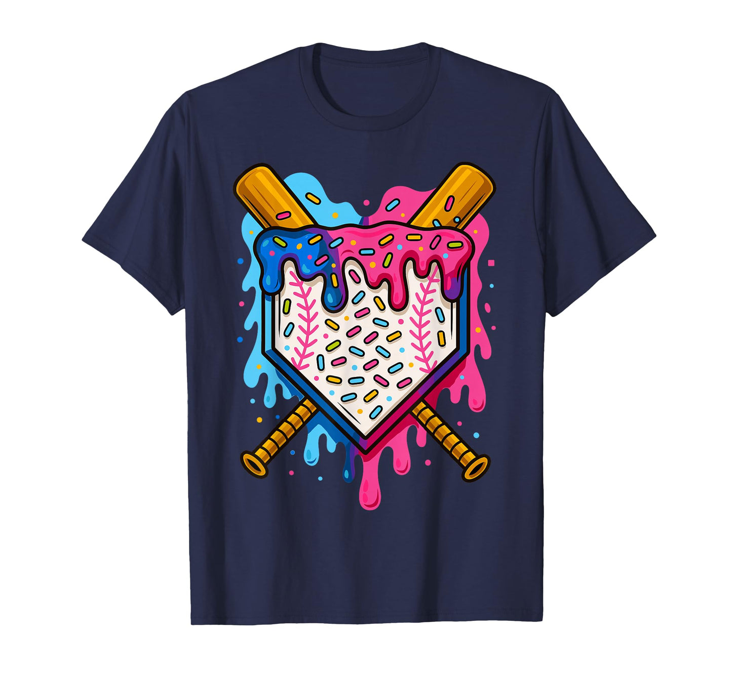 Baseball Boys Ice Cream Drip Baseball T-Shirt