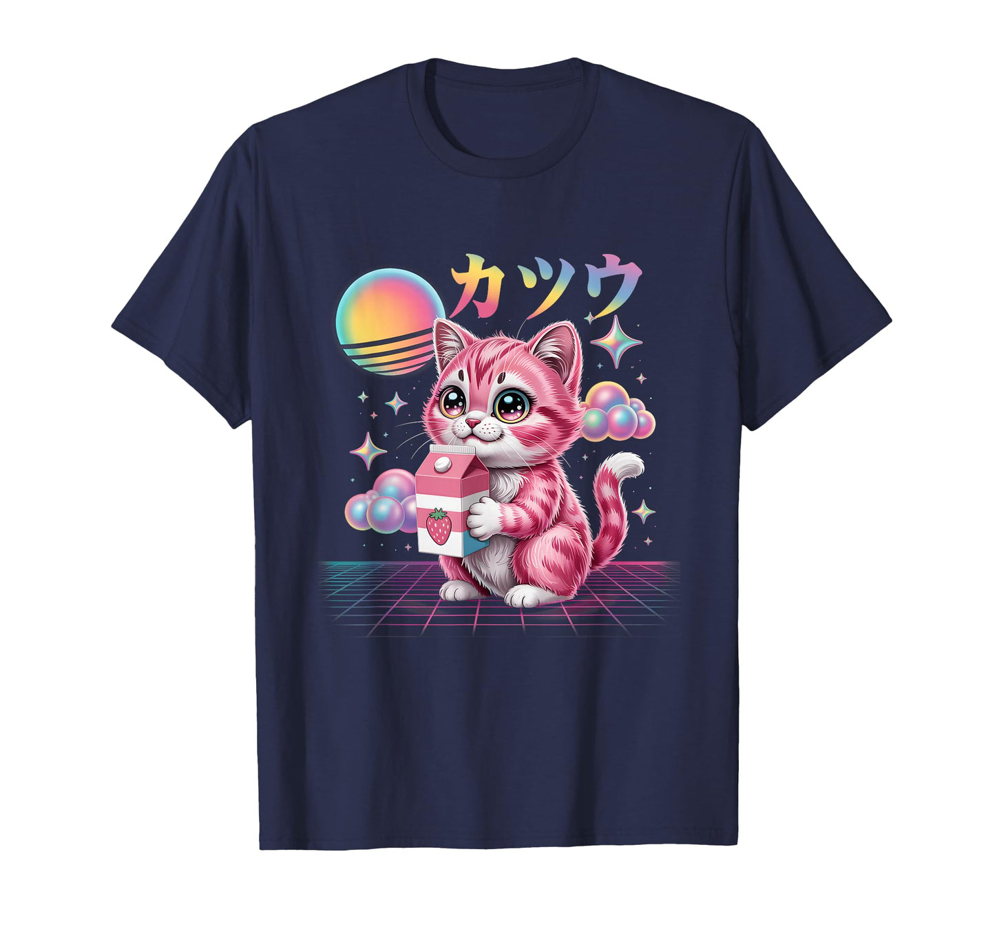 Cat Strawberry Milk Anime 90s Japanese Cat Japan Vaporwave T-Shirt