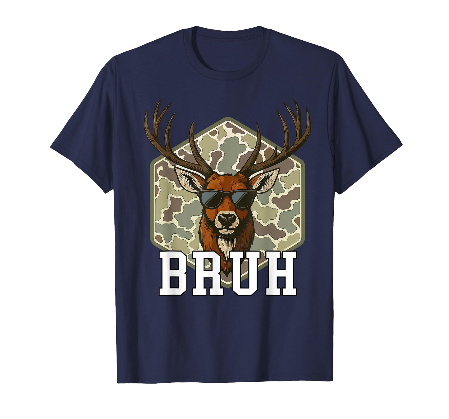 Bruh Deer Funny Deer Hunting Camo Hat Youth Teens Kids Slang T-Shirt