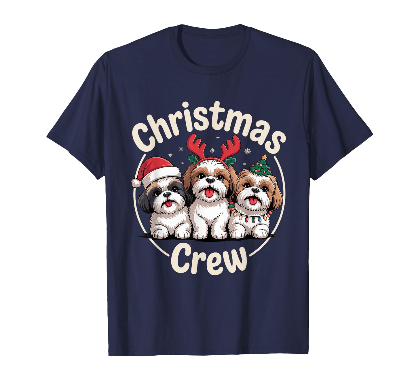 Christmas Crew Xmas Puppy Mix Dog Funny Christmas Shih Tzu T-Shirt