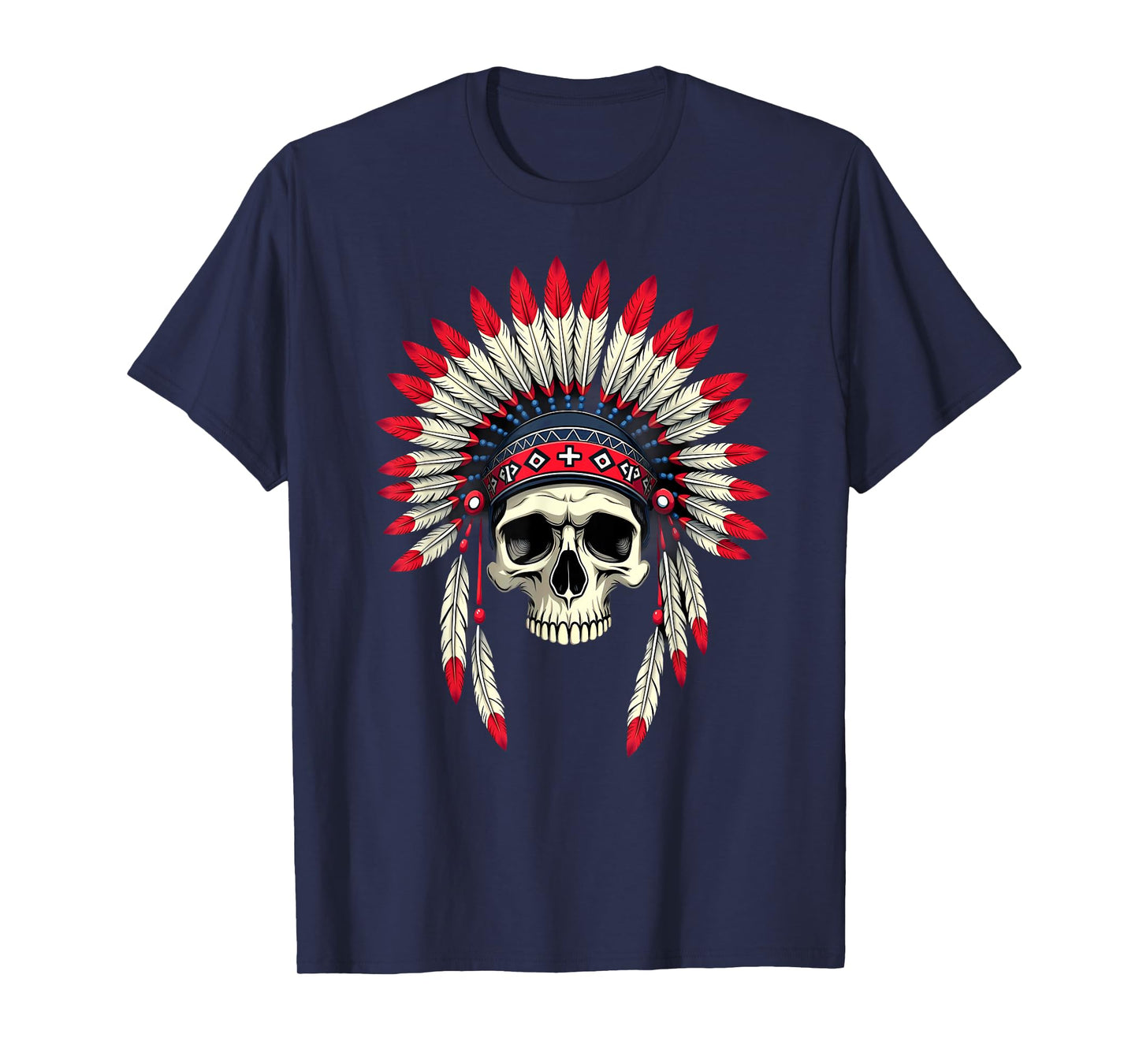 Pride Tribal Native American Headdress Skull Halloween T-Shirt