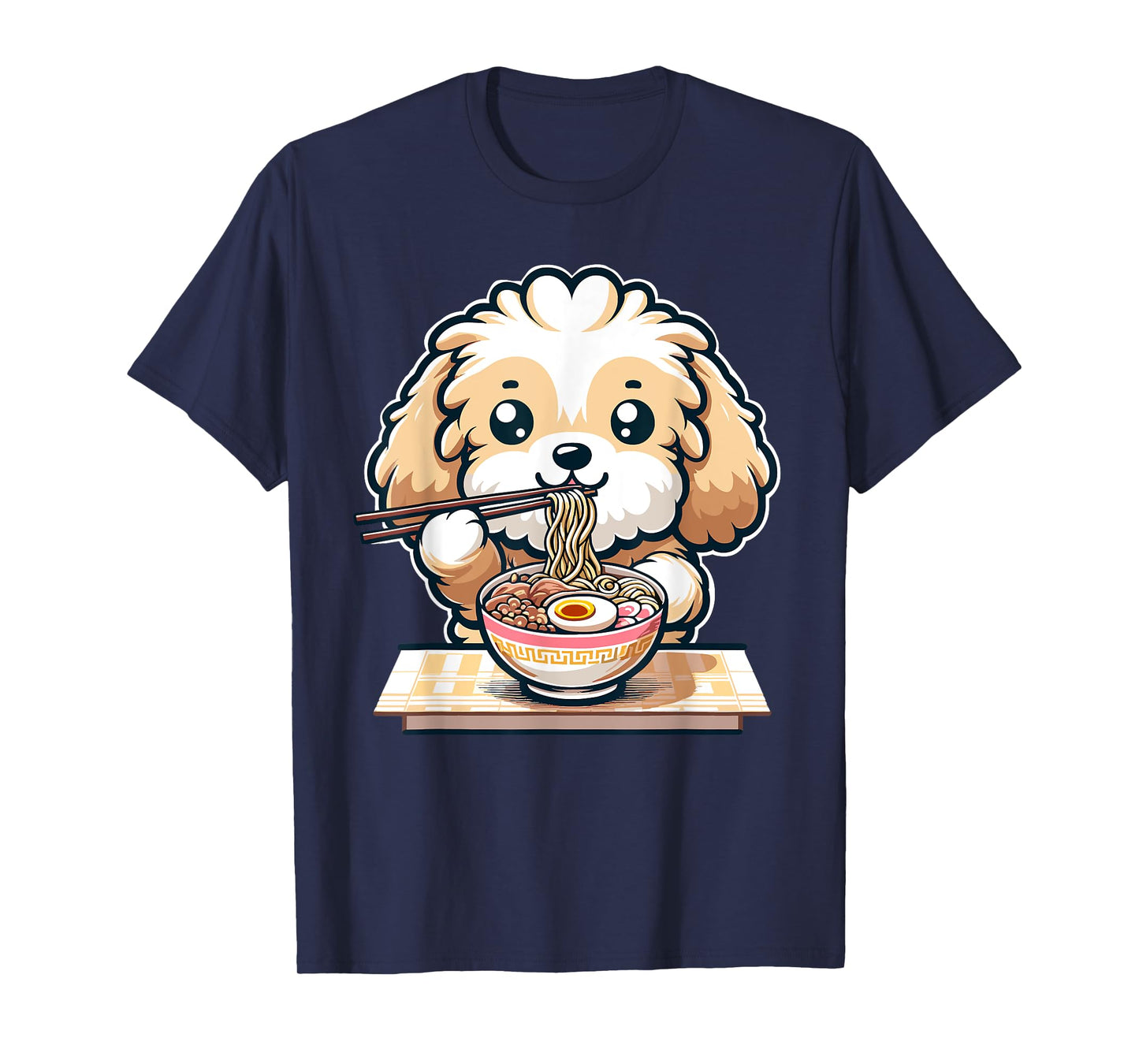 Cute Kawaii Cockapoo Eating Ramen Noodles Food Dog Lovers T-Shirt