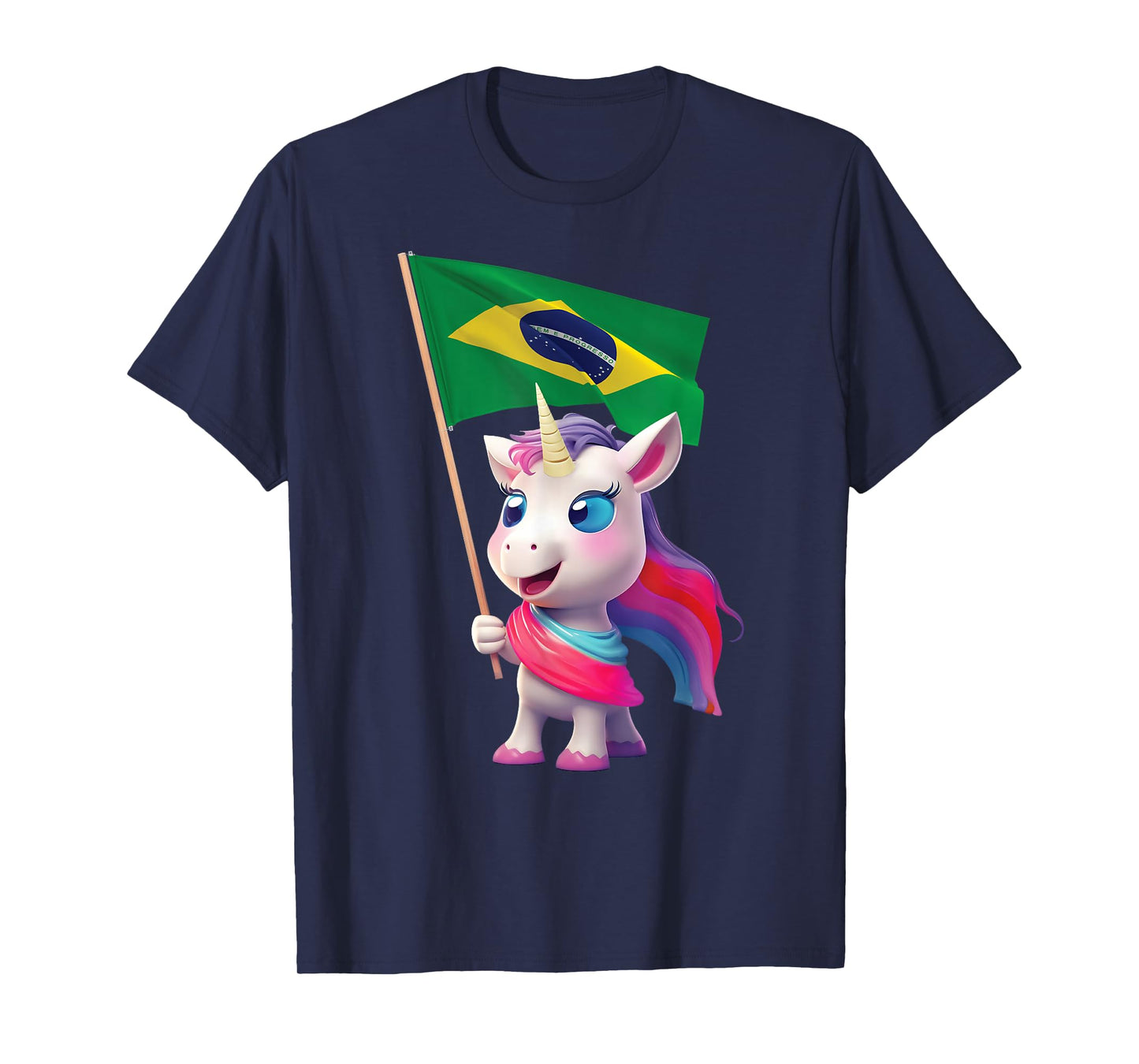 Brazilian Flag Unicorn Brazil Kids Rio De Janeiro Paulo Cute T-Shirt