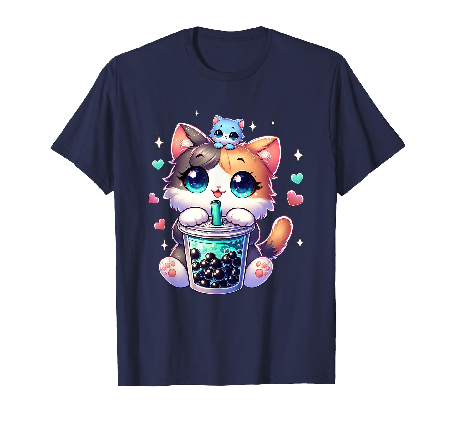 Kawaii Chibi Cat Boba Japanese Cute Anime Cartoon T-Shirt