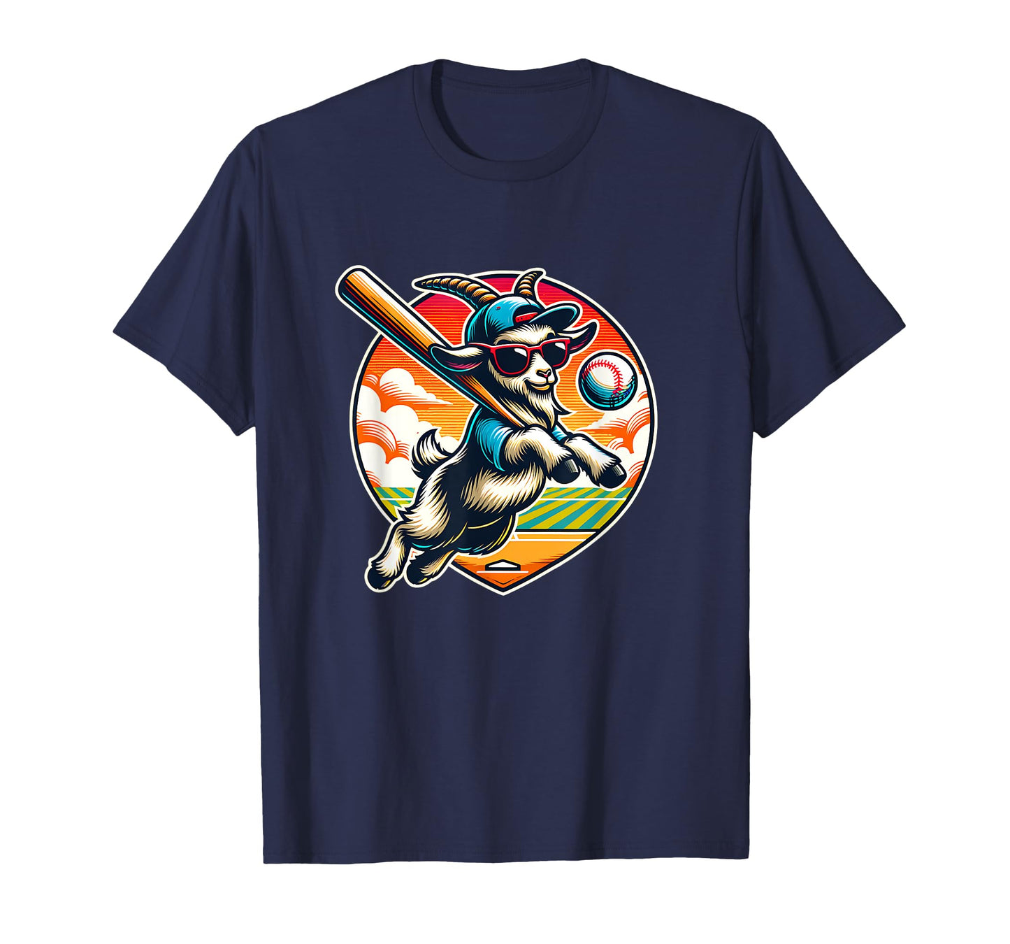 Goat Baseball Player Cool Sports Fan Art T-Shirt