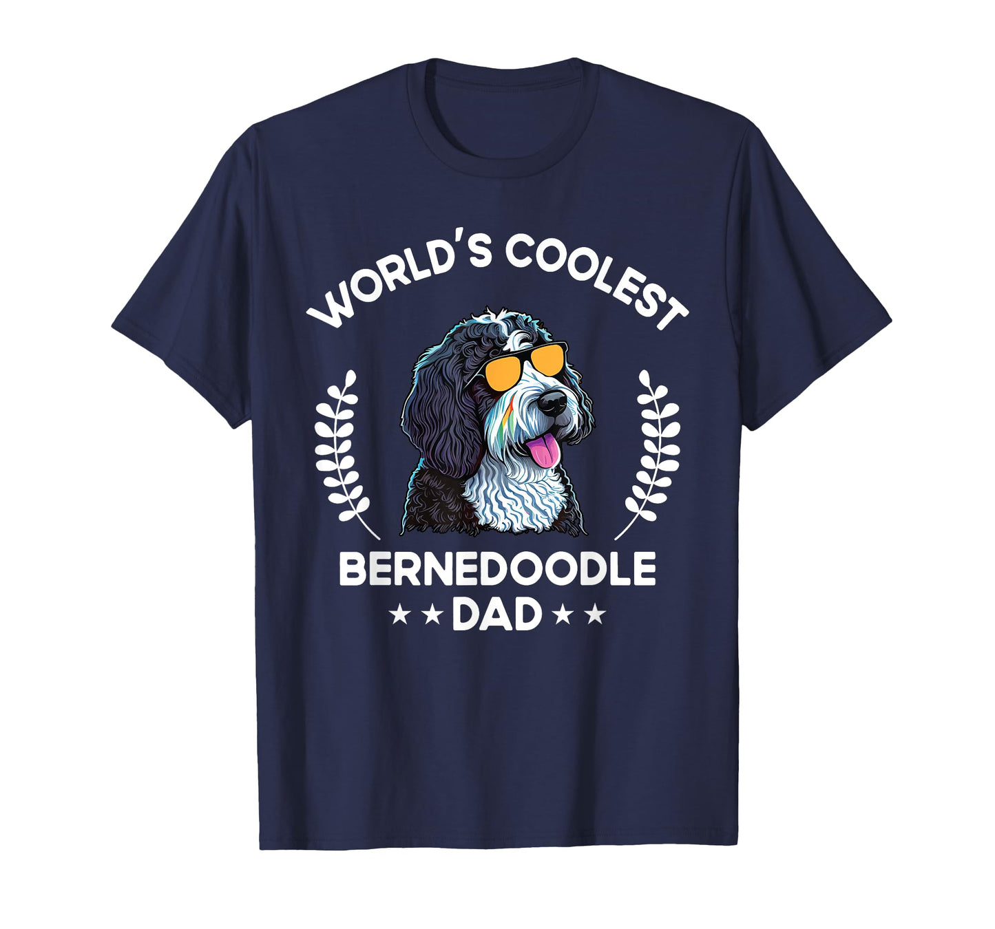 The Woof Wardrobe World's Coolest Dog Dad Papa Bernedoodle T-Shirt - Black, Small, Men, Unisex, Short Sleeve, Crew Neck, Modern Classic, Cotton Blend, All Seasons, Kids, Dog Themed, T-Shirt